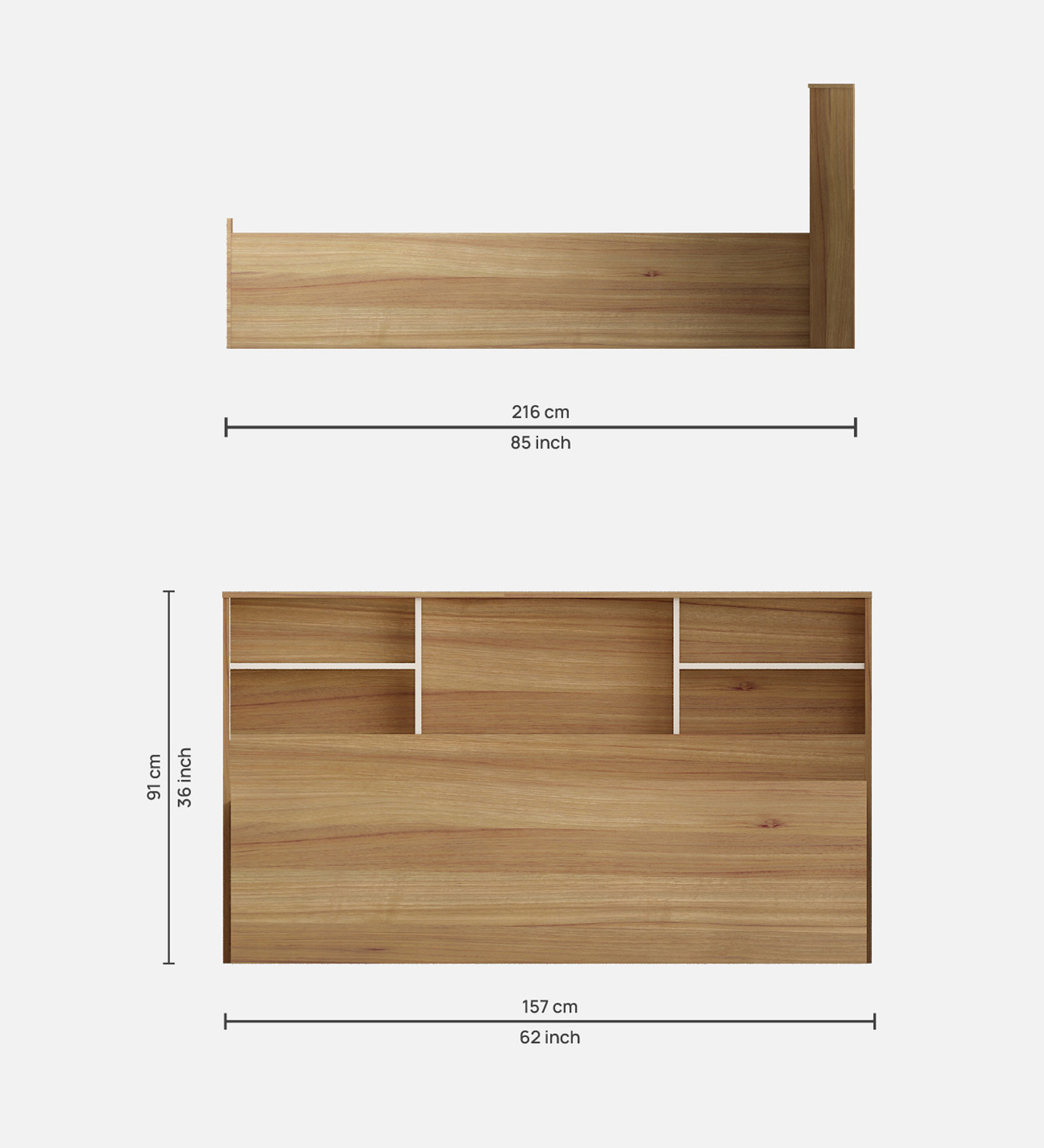 Image of SIVOM Sylvia Queen Bed Engineered Wood Queen Box Bed, 216 cm x 157 cm (7.09 ft x 5.15 ft)