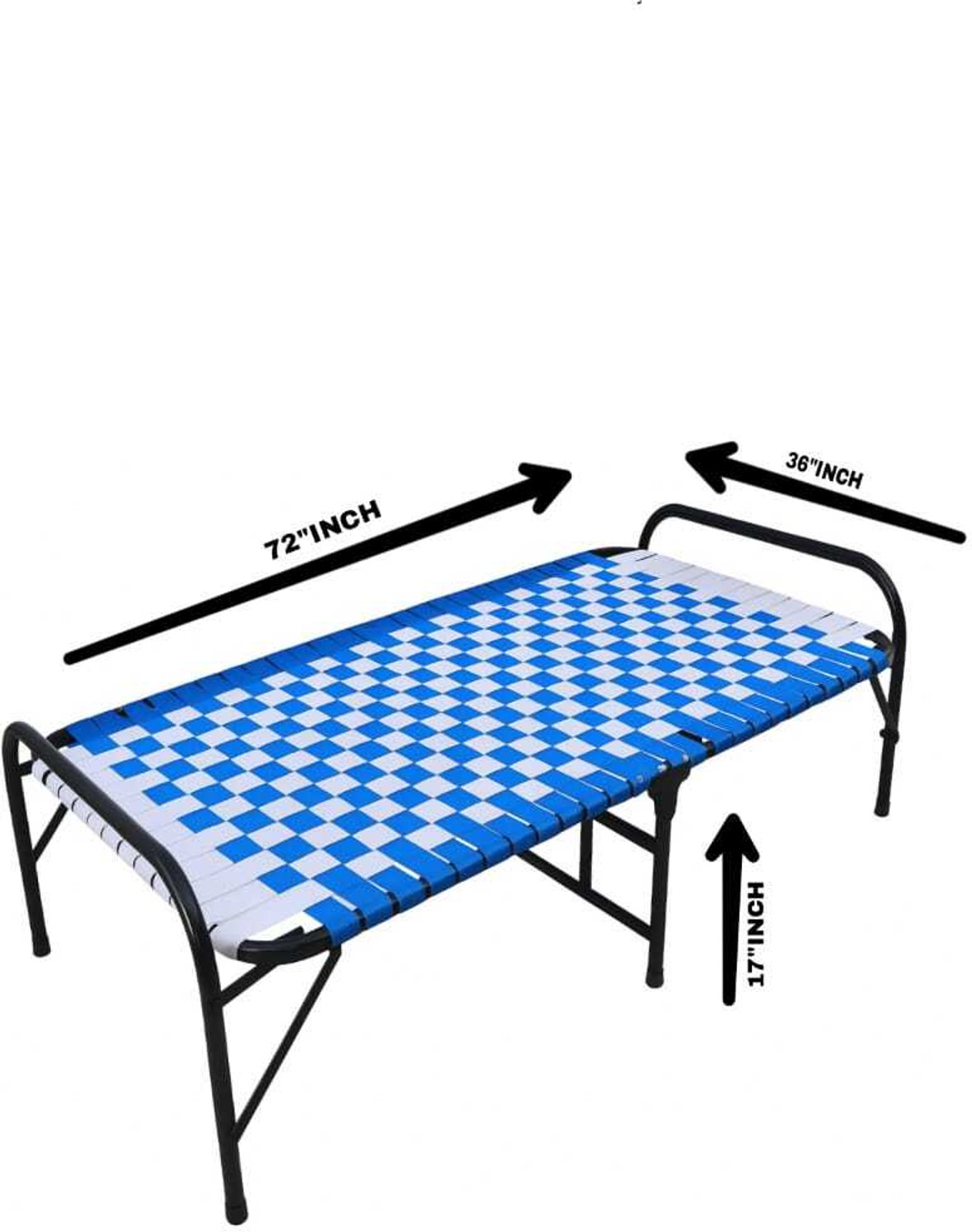 Image of Malik Enterprises BLUE ARTICLE 3X6 Metal Single Bed, 182 cm x 76 cm (5.97 ft x 2.49 ft)