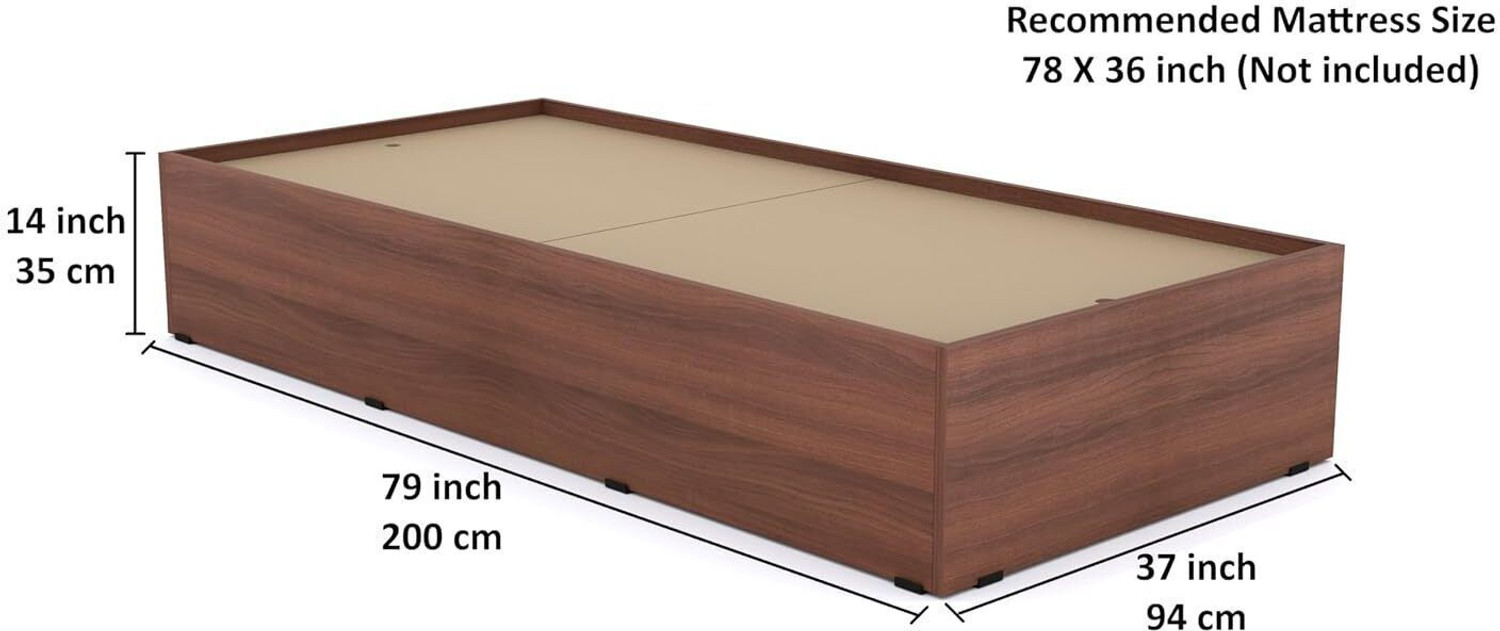 Image of Aspirata Furniture Wooden Single Bed /Cot With Box Storage for Livingroom /Drawing room /Bedroom Engineered Wood Single Box Bed, 94 cm x 200 cm (3.08 ft x 6.56 ft)