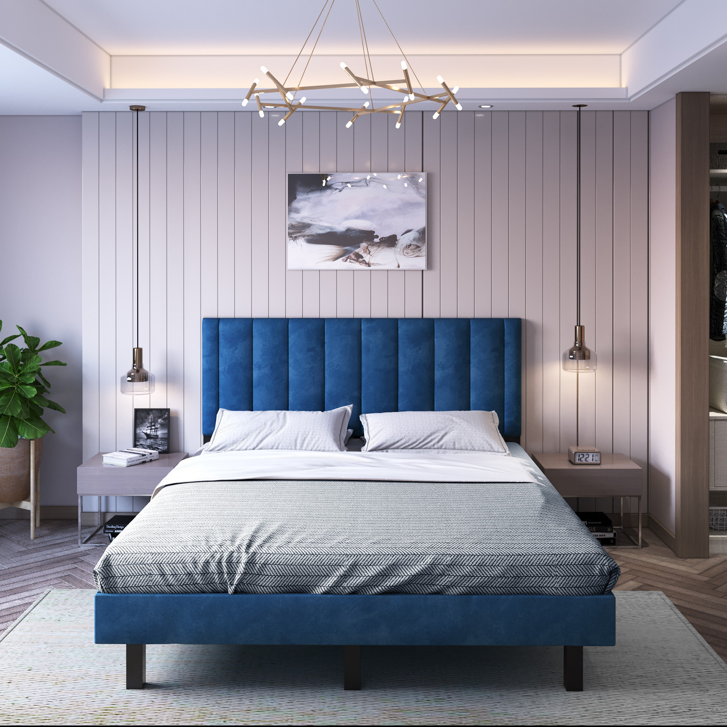 Image of Flipkart Perfect Homes Classic Engineered Wood Queen Bed, 205 cm x 157 cm (6.73 ft x 5.15 ft)