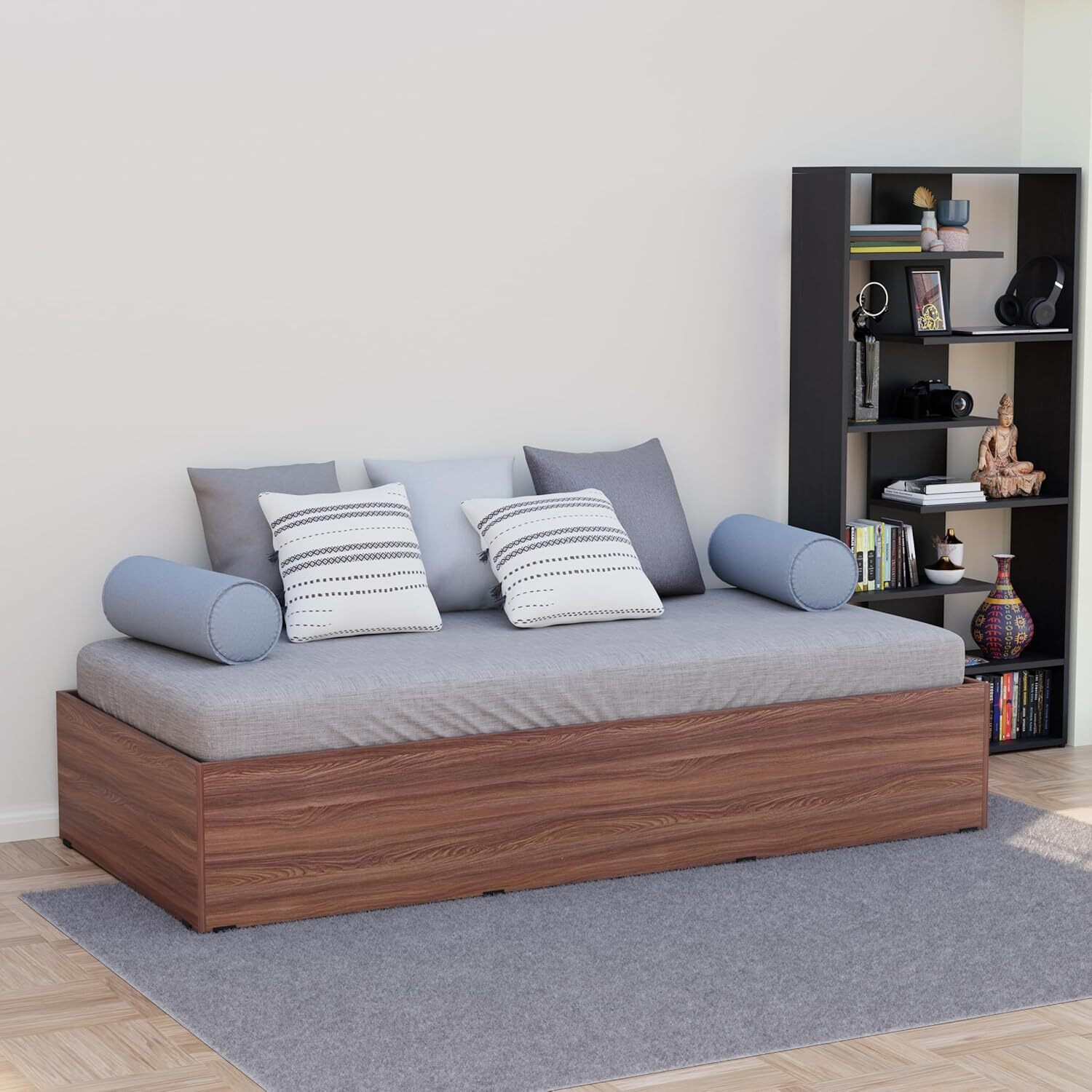 Image of Aspirata Furniture Wooden Single Bed /Cot With Box Storage for Livingroom /Drawing room /Bedroom Engineered Wood Single Box Bed, 94 cm x 200 cm (3.08 ft x 6.56 ft)