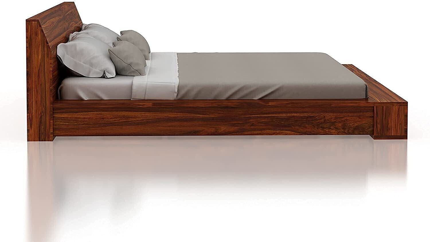 Image of Ganpati Arts Sheesham Wood Queen Size Bed for Bedroom /Home /Hotel /Living Room Solid Wood Queen Bed, 228 cm x 192 cm (7.48 ft x 6.3 ft)