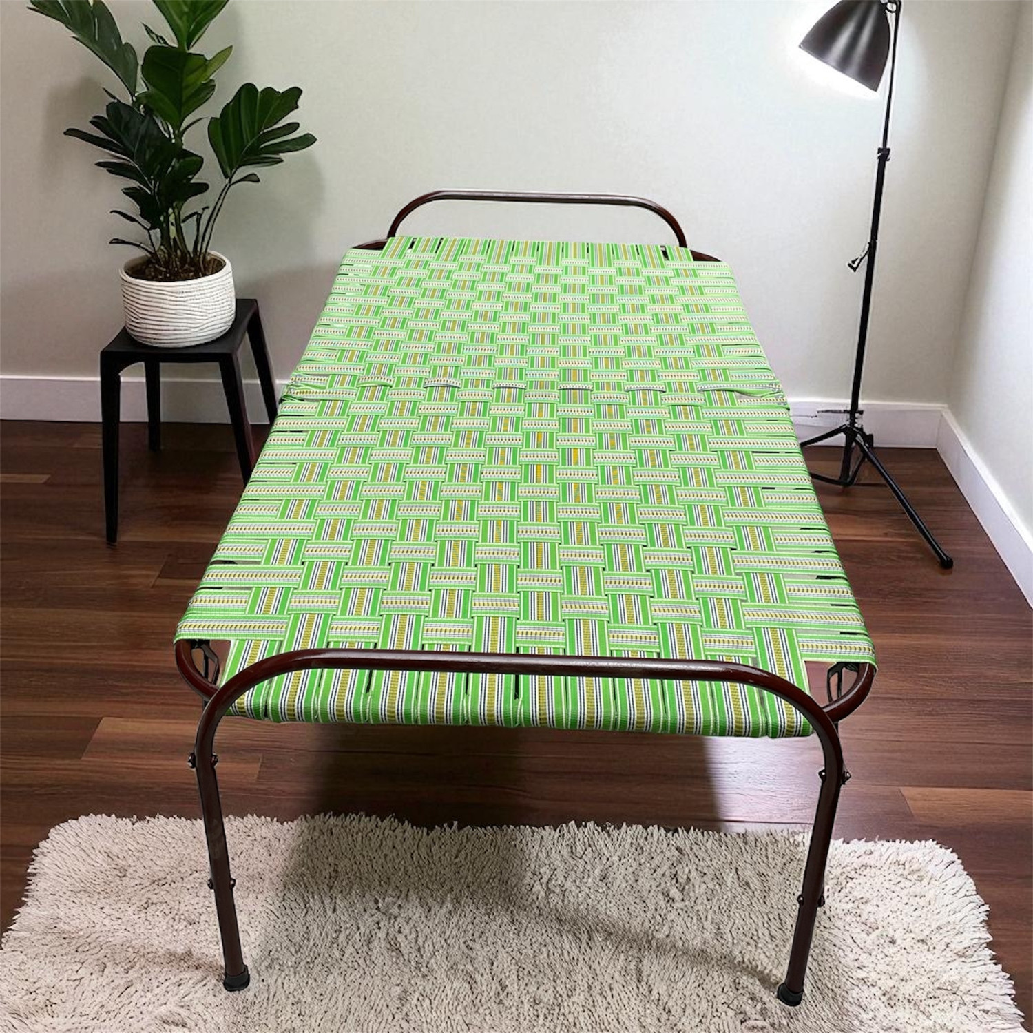 Image of ZENVYX Premium Folding Cot Portable Single Folding Bed Charpai Khatiya Metal Single Bed, 85 cm x 86 cm (2.79 ft x 2.82 ft)