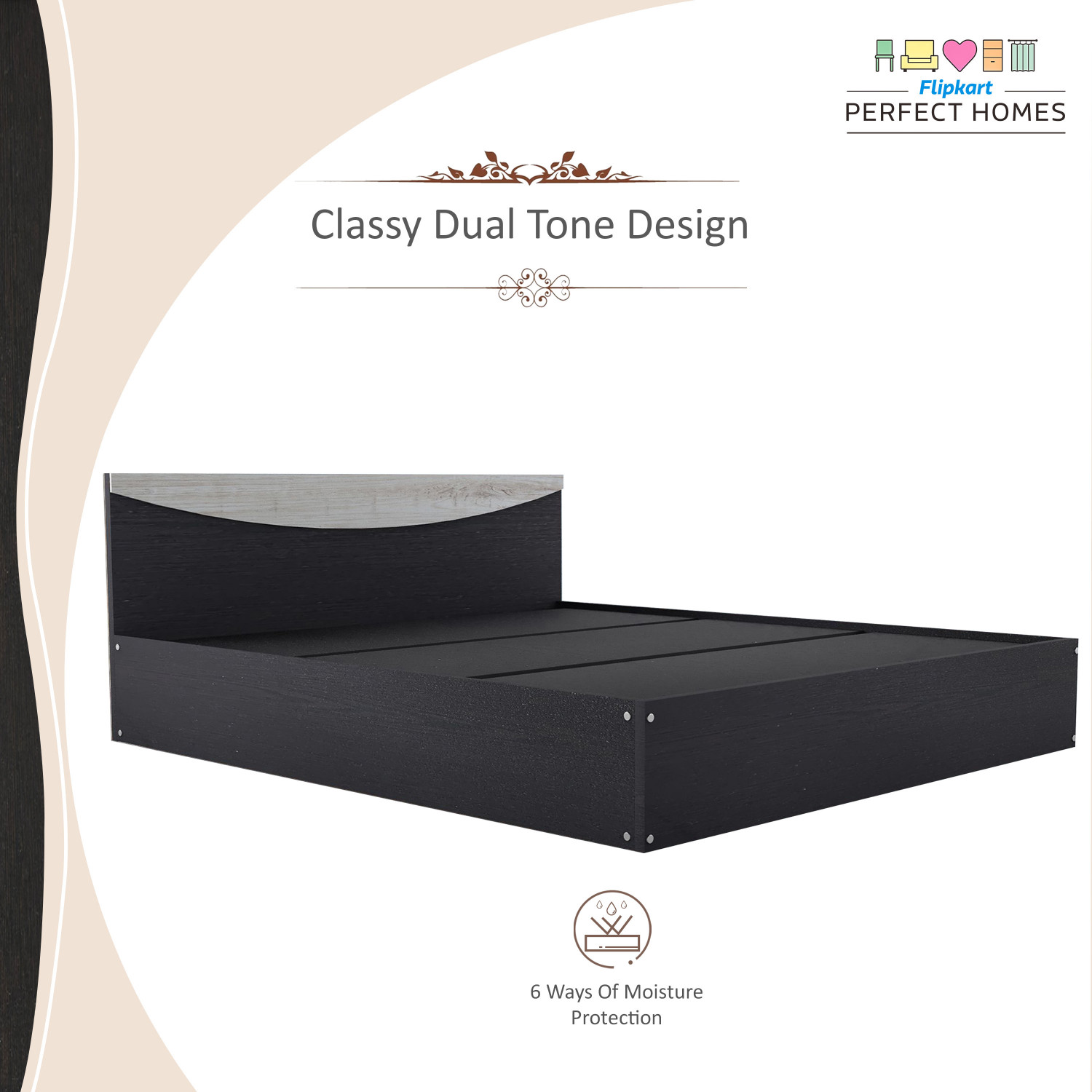 Image of Flipkart Perfect Homes Carol Engineered Wood Queen Bed, 203.5 cm x 159.5 cm (6.68 ft x 5.23 ft)