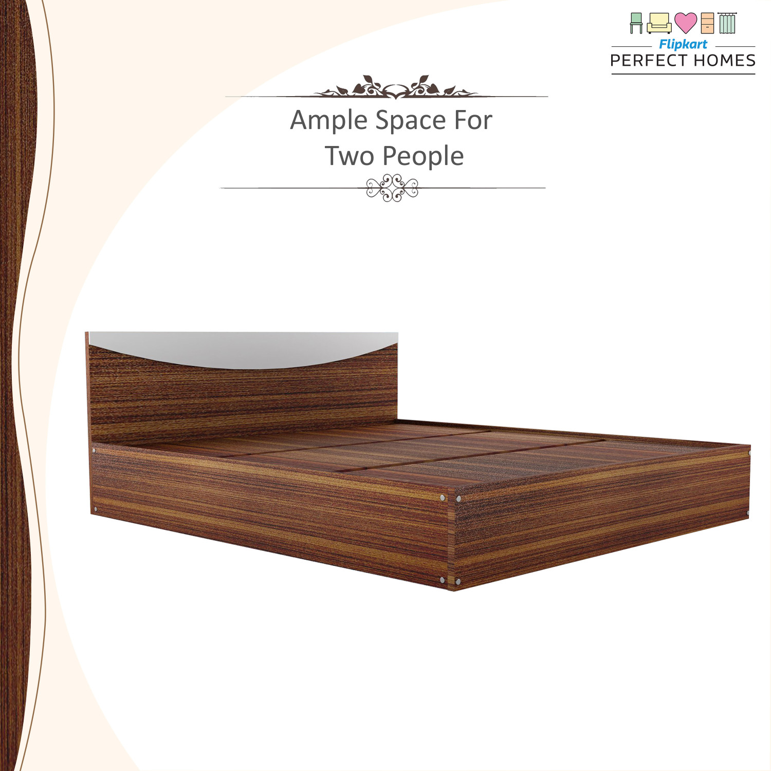 Image of Flipkart Perfect Homes Carol Engineered Wood King Bed, 203.5 cm x 190 cm (6.68 ft x 6.23 ft)