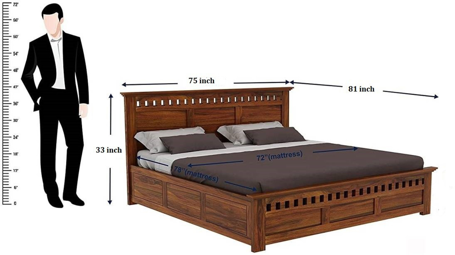 Image of Shree Jeen Mata Enterprises EVO Edition Box Storage Bed /Sheesham Wood King Bed For Bedroom /Hotel /Living Room Solid Wood King Box Bed, 190.5 cm x 205.74 cm (6.25 ft x 6.75 ft)