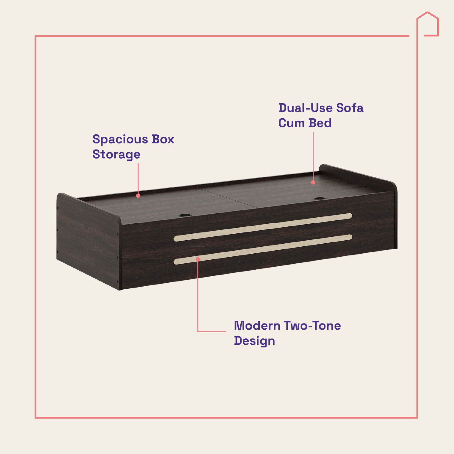 Image of Wakefit Engineered Wood Double Box Bed, 186 cm x 80.9 cm (6.1 ft x 2.65 ft)