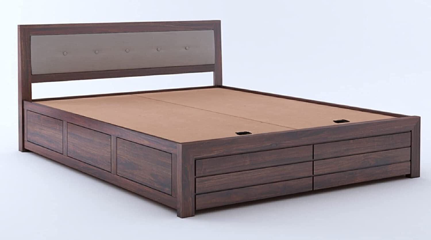 Image of Ganpati Arts Sheesham Wood Bed For Bedroom /Wooden Cot /Bed With Box Storage For Home Solid Wood Queen Box Bed, 188 cm x 193 cm (6.17 ft x 6.33 ft)