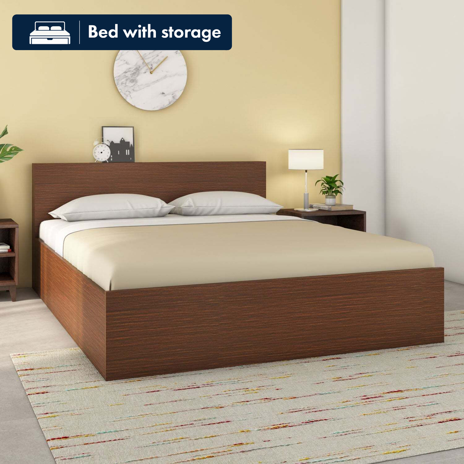 Image of Nilkamal Arthur Plus with Storage Engineered Wood Queen Box Bed, 211.5 cm x 158 cm (6.94 ft x 5.18 ft)