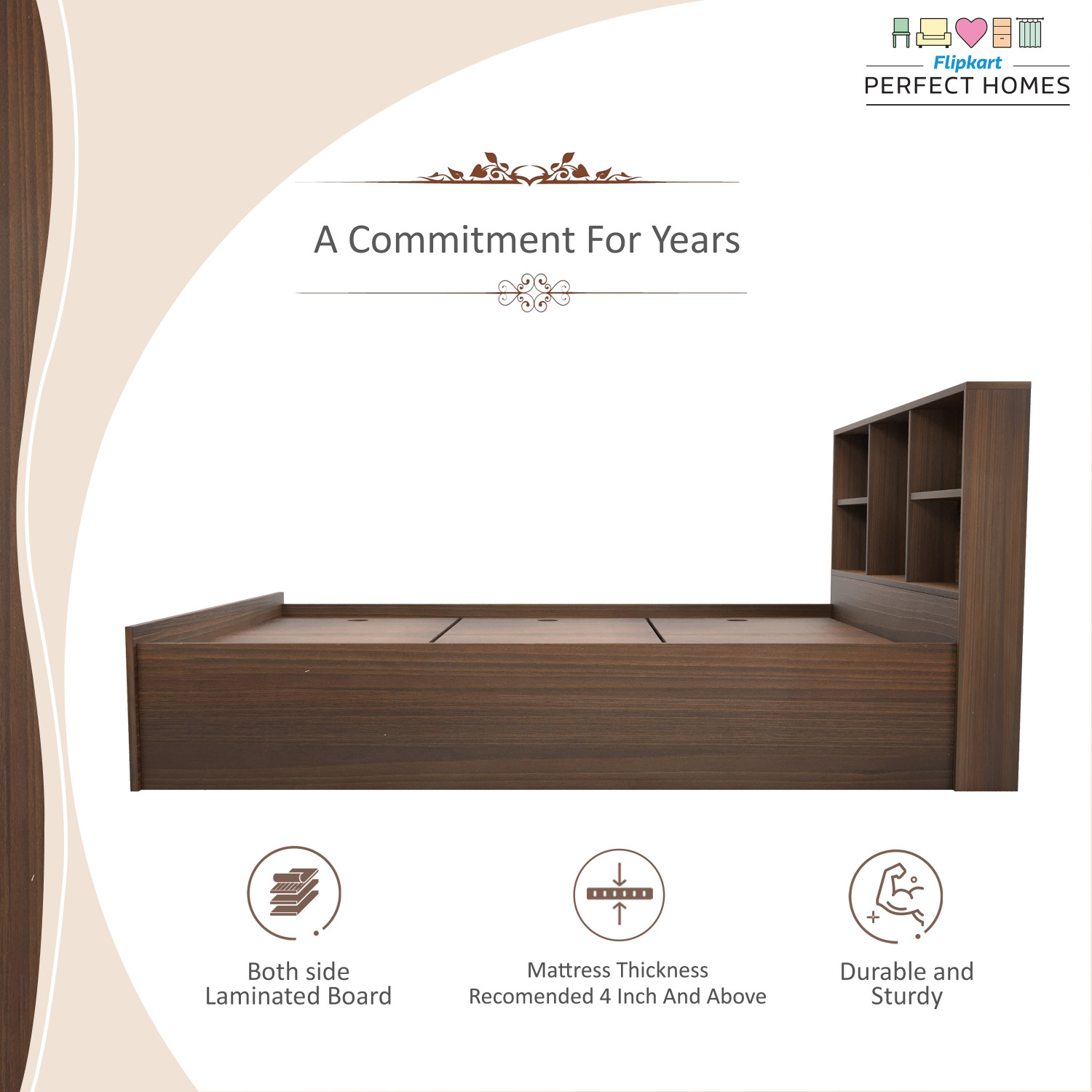 Image of Flipkart Perfect Homes Opus Engineered Wood Queen Box Bed, 213 cm x 162.3 cm (6.99 ft x 5.32 ft)