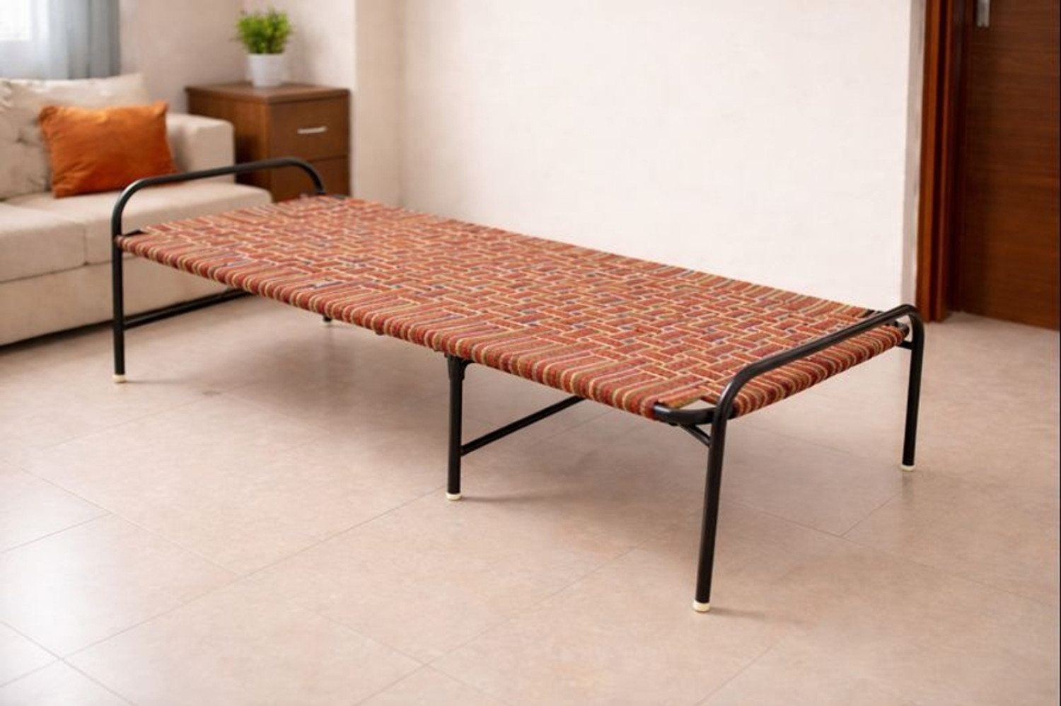 Image of StarCollection Folding Single Bed with Metal Frame | Heavy Duty Steel Cot|Size 2.5 x 5 Feet Metal Single Bed, 80 cm x 80 cm (2.62 ft x 2.62 ft)