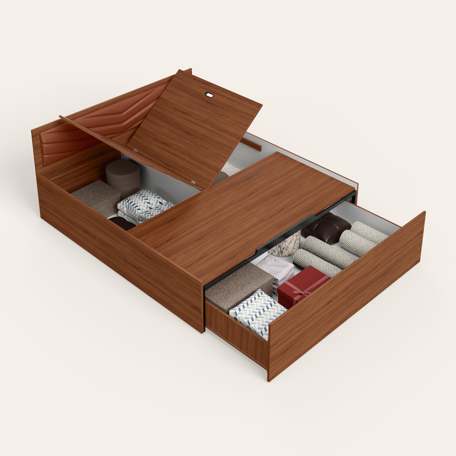 Image of Interio by Godrej Alina Nx Engineered Wood King Drawer Bed, 202.4 cm x 188 cm (6.64 ft x 6.17 ft)