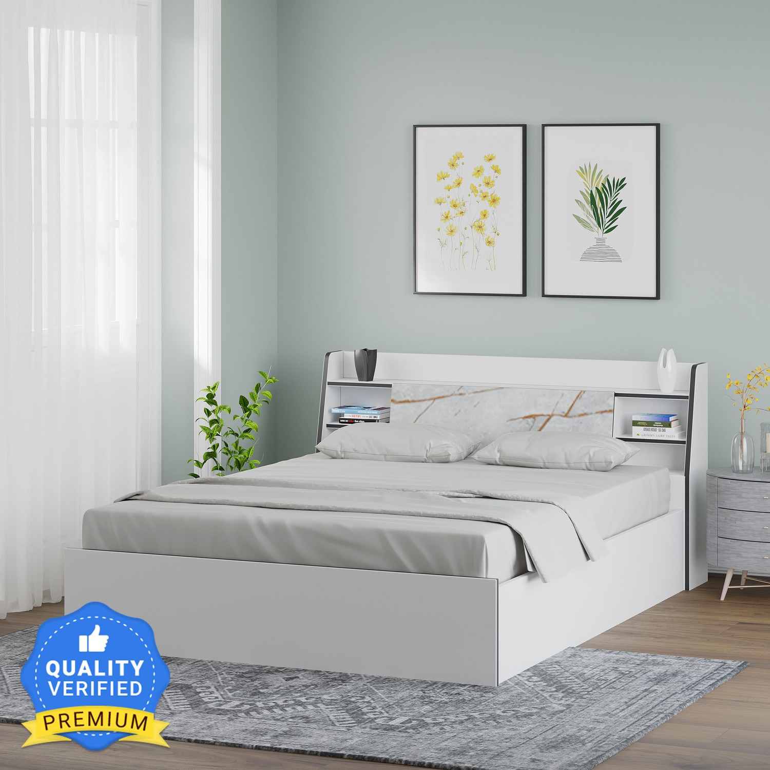 Image of Nilkamal Marbito Engineered Wood King Box Bed, 224.8 cm x 190.4 cm (7.38 ft x 6.25 ft)