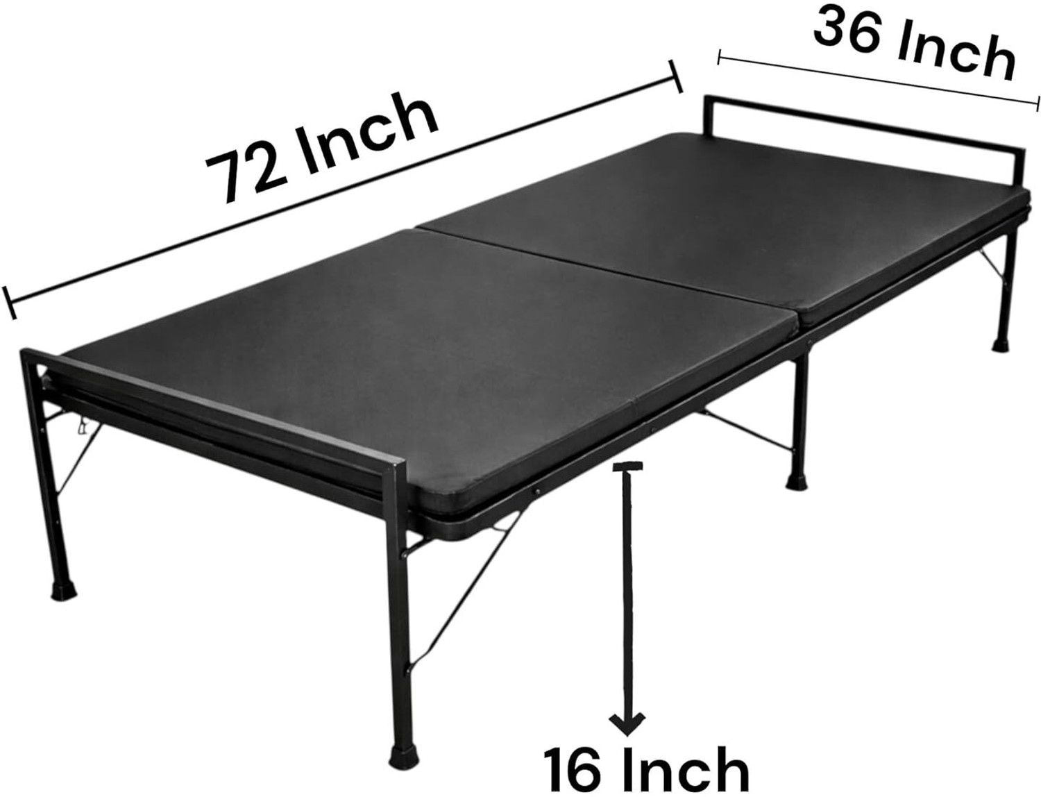 Image of NATTNAK WE TRULY CARES Folding Bed with Metal Frame & Cushioned Mattress | Space Saving Cot 30x72 Inch Metal Single Bed, 182 cm x 76 cm (5.97 ft x 2.49 ft)