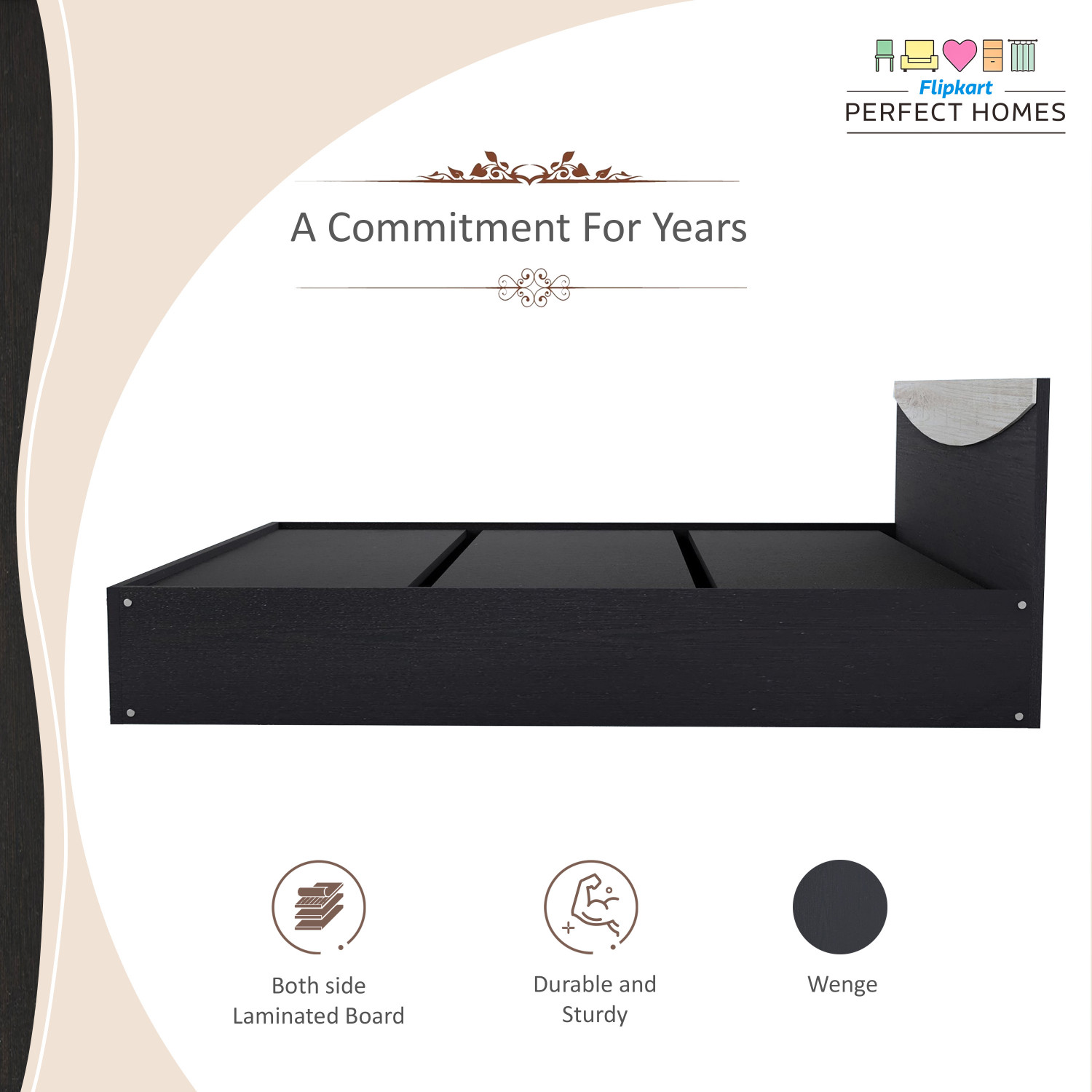 Image of Flipkart Perfect Homes Carol Engineered Wood Queen Bed, 203.5 cm x 159.5 cm (6.68 ft x 5.23 ft)