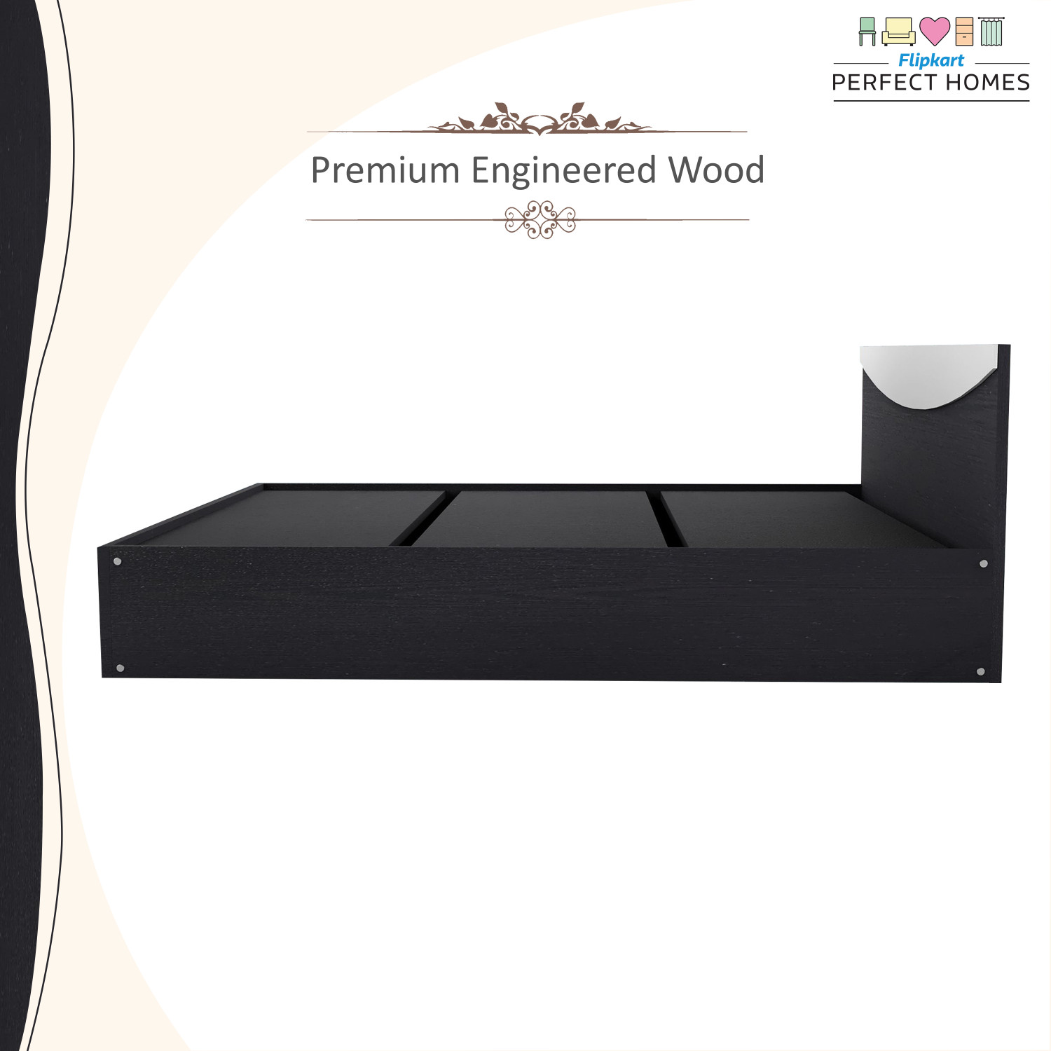 Image of Flipkart Perfect Homes Carol Engineered Wood Queen Bed, 203.5 cm x 159.5 cm (6.68 ft x 5.23 ft)