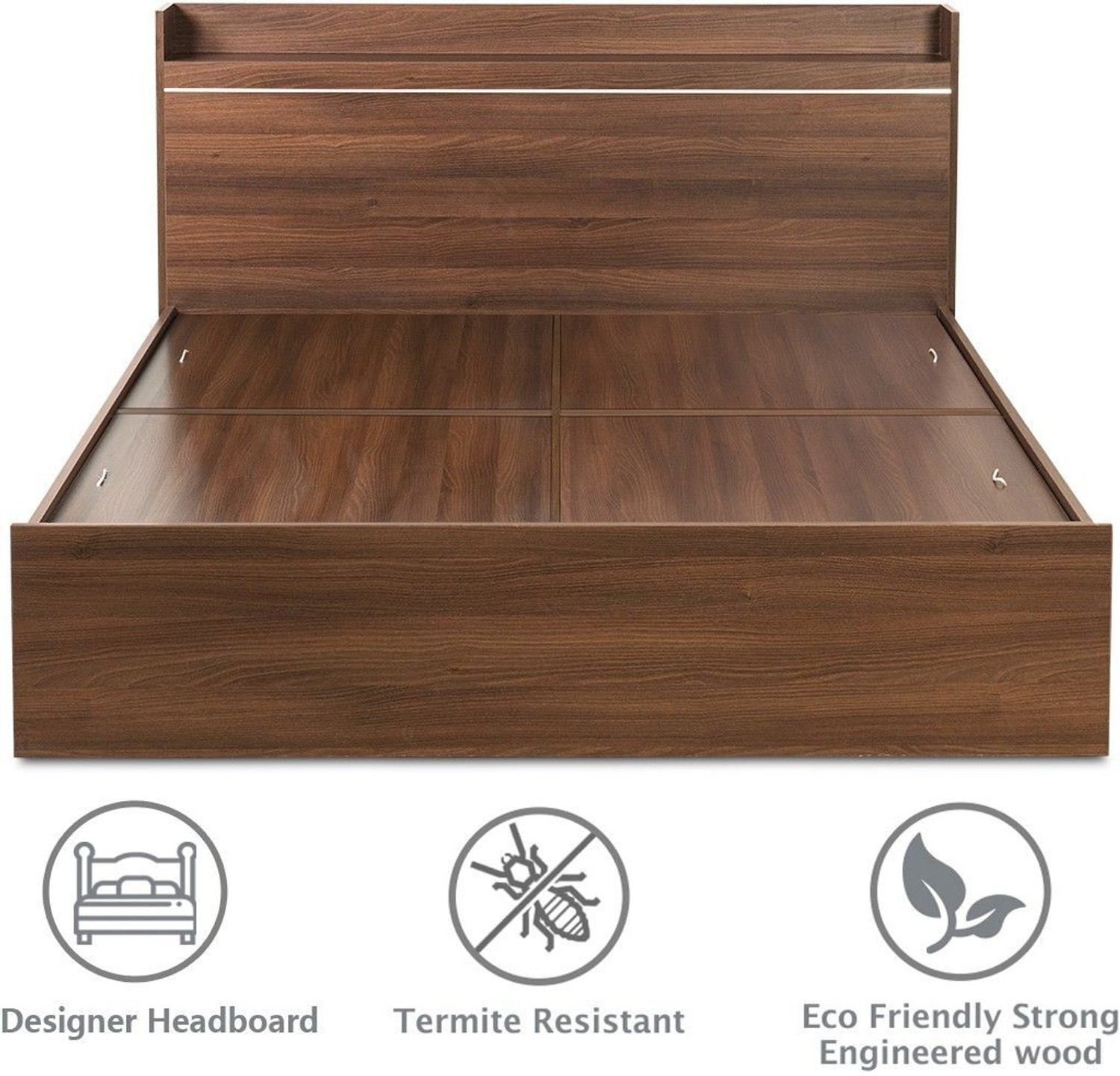 Image of Delite Kom Cherry Engineered Wood Queen Box Bed, 220.7 cm x 160.6 cm (7.24 ft x 5.27 ft)