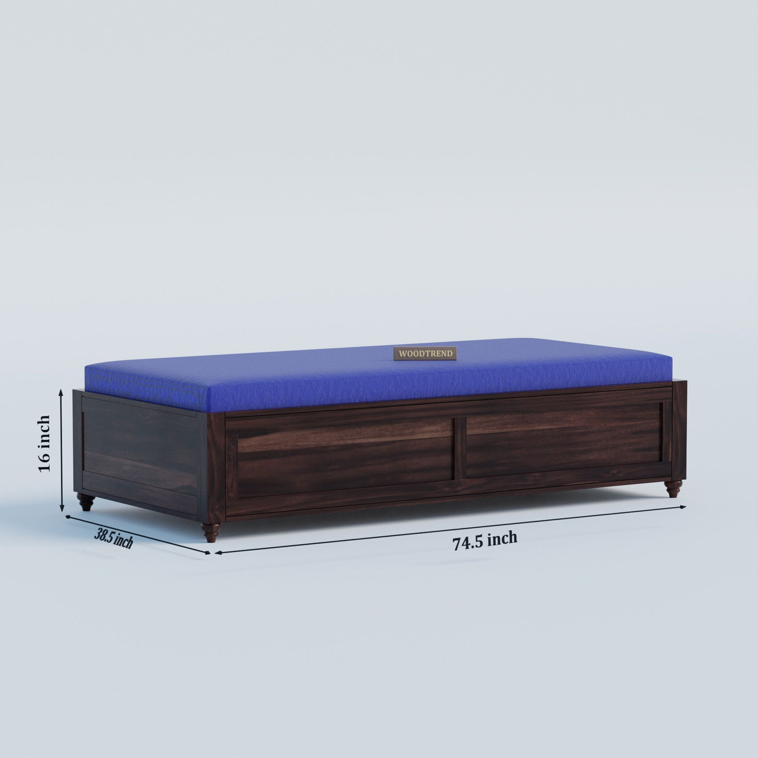 Image of Banshi Solid Sheesham Wood Diwan / Single Bed with Storage Box |Heavy Duty Wooden Frame Solid Wood Single Box Bed, 90 cm x 174 cm (2.95 ft x 5.71 ft)