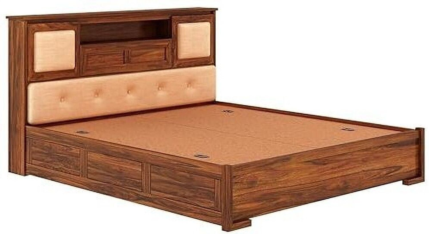 Image of Ganpati Arts Sheesham Wood Maharaja Bed for Bedroom /Hotel /Wooden Cot /Bed With Box Storage Solid Wood King Box Bed, 218 cm x 187 cm (7.15 ft x 6.14 ft)