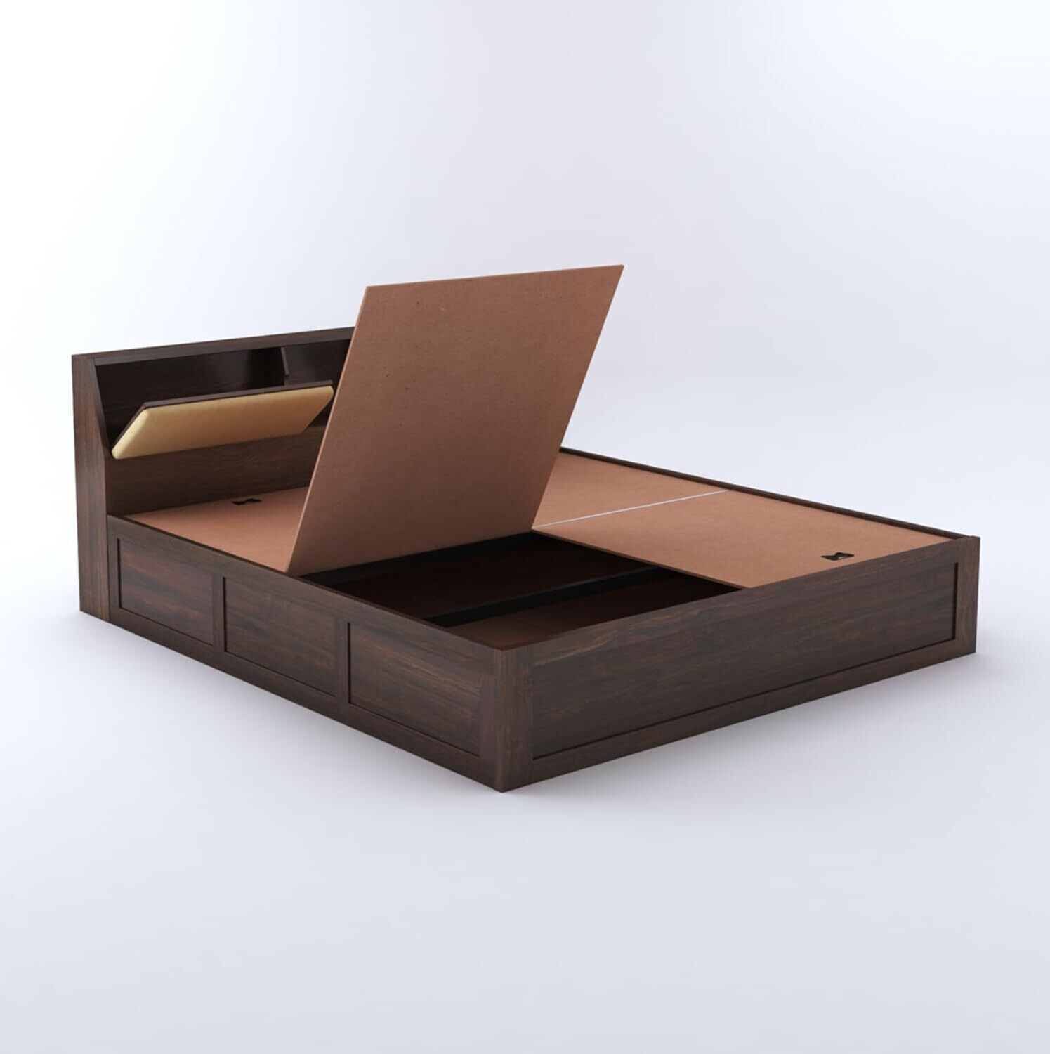 Image of SONA ART & CRAFTS Hades Sheesham Wood Queen Size Bed with Storage Box Solid Wood Queen Box Bed, 223.52 cm x 160.02 cm (7.33 ft x 5.25 ft)