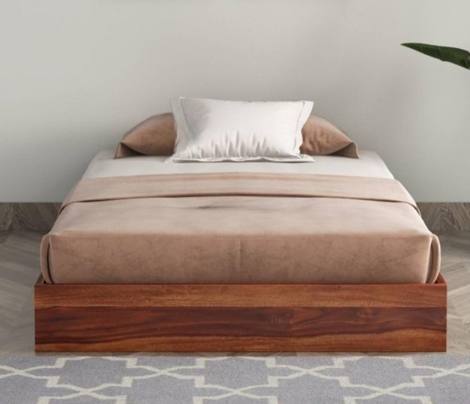 Image of BHWOOD Sheesham wood single size bed Solid Wood Single Bed, 200 cm x 95 cm (6.56 ft x 3.12 ft)