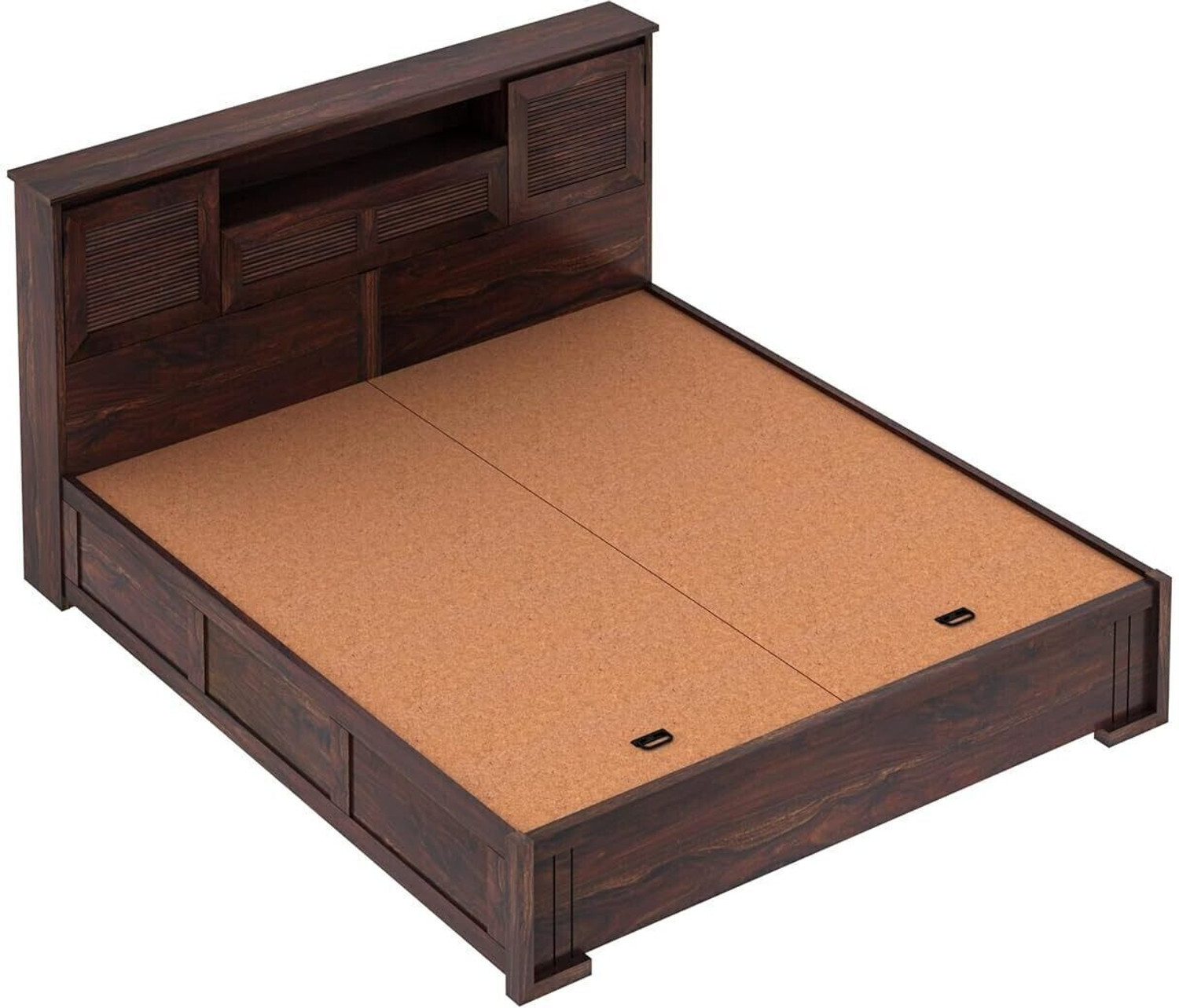 Image of Ganpati Arts Maharaja Groove Sheesham Wood Bed /Cot With Box Storage | Solid Wood King Box Bed, 218 cm x 187 cm (7.15 ft x 6.14 ft)