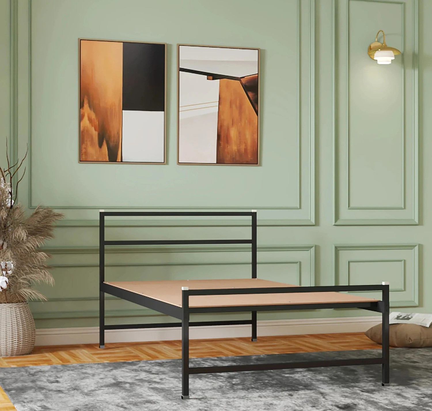Image of Hari Om Craft Metal Single Bed, 186 cm x 92 cm (6.1 ft x 3.02 ft)
