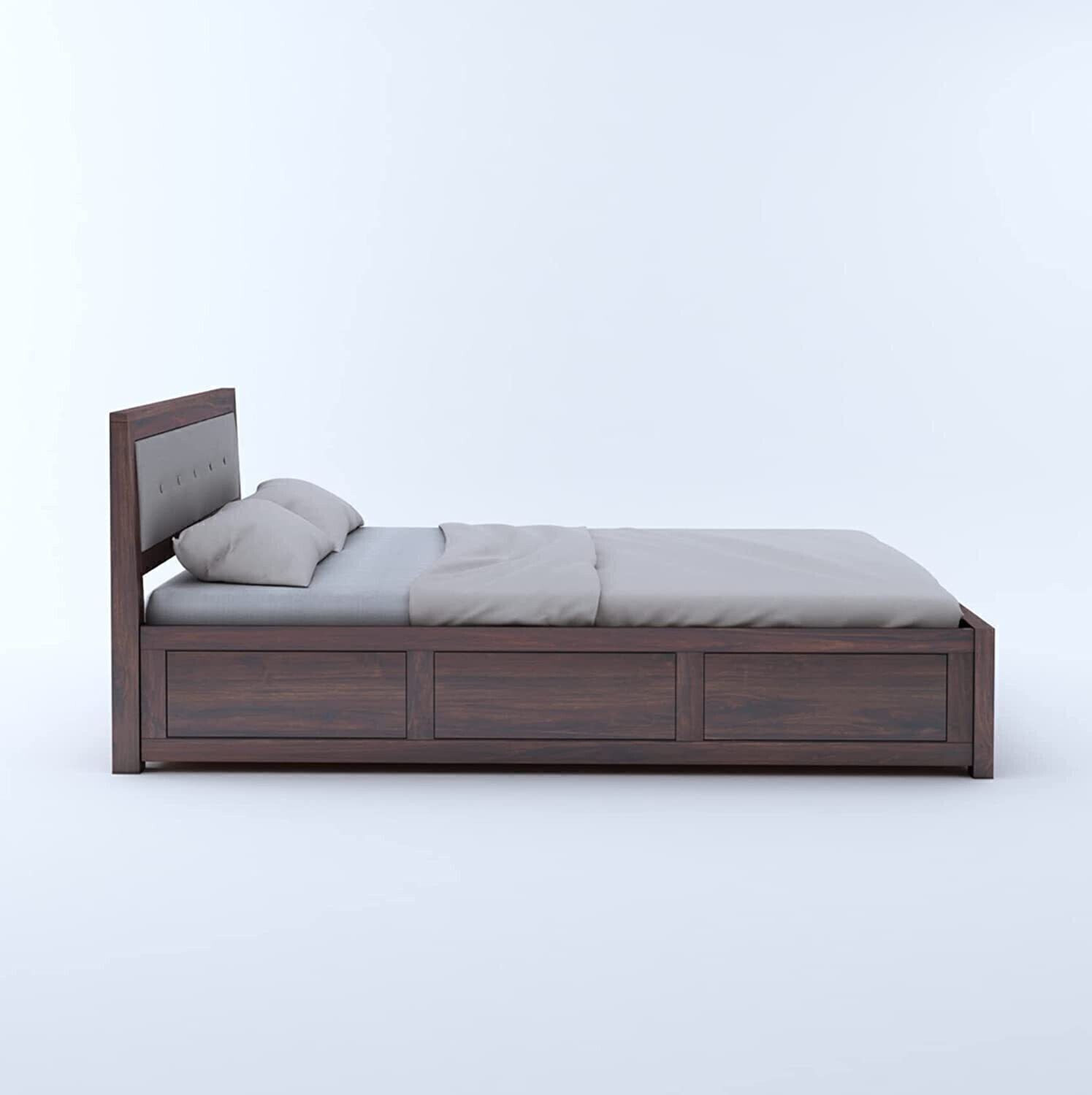 Image of Ganpati Arts Sheesham Wood Bed For Bedroom /Wooden Cot /Bed With Box Storage For Home Solid Wood Queen Box Bed, 188 cm x 193 cm (6.17 ft x 6.33 ft)