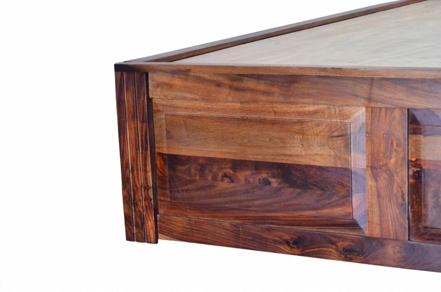 Image of Meera Handicraft Meera Handicraft bed solid sheesham wood in King size Solid Wood King Box Bed, 205.74 cm x 187.96 cm (6.75 ft x 6.17 ft)