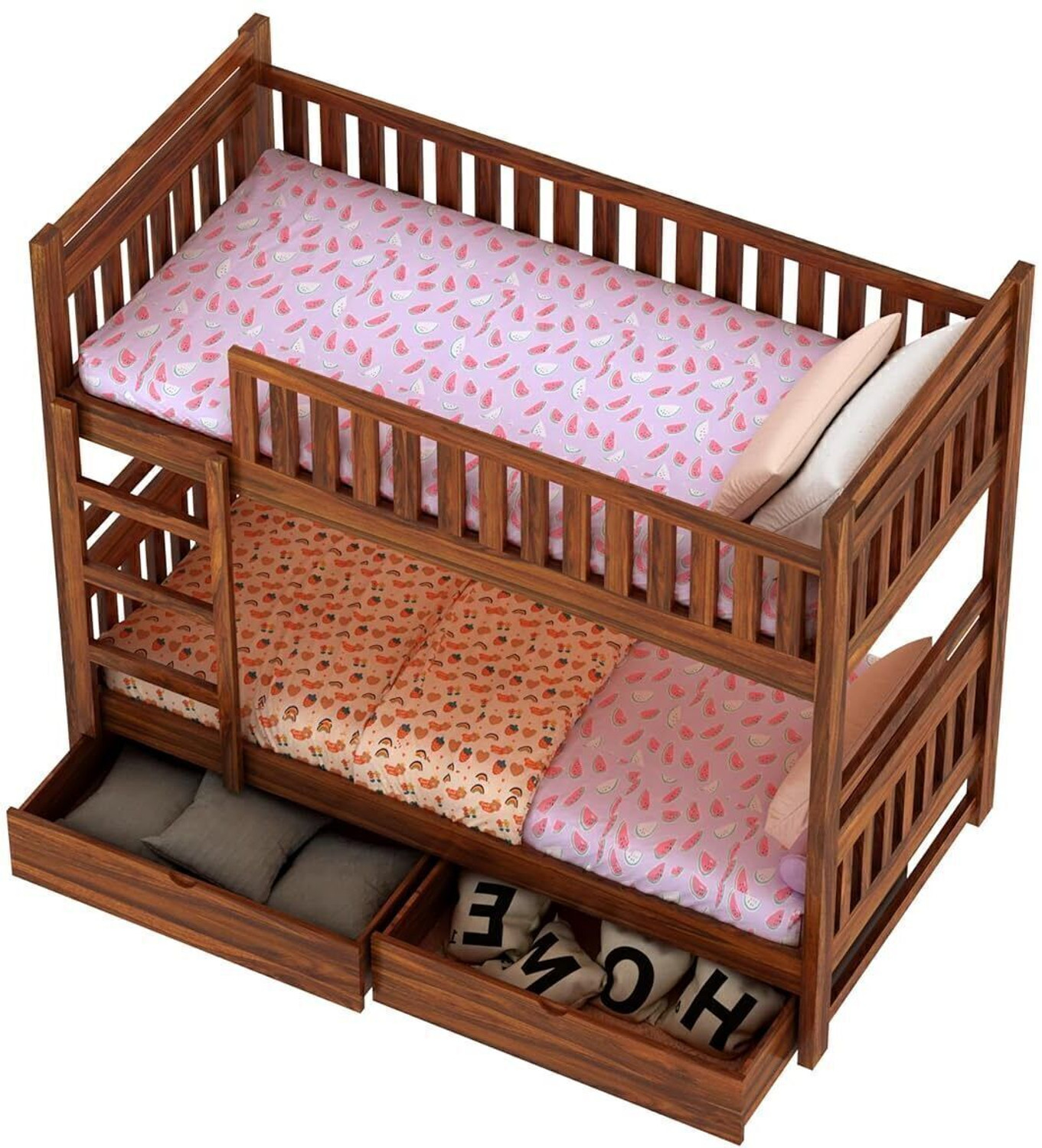 Image of Ganpati Arts Sheesham Wood Swift Bunk Bed With2 Drawer Storage For Kids Bed /Kids Room Solid Wood Single Drawer Bed, 208.28 cm x 99.06 cm (6.83 ft x 3.25 ft)