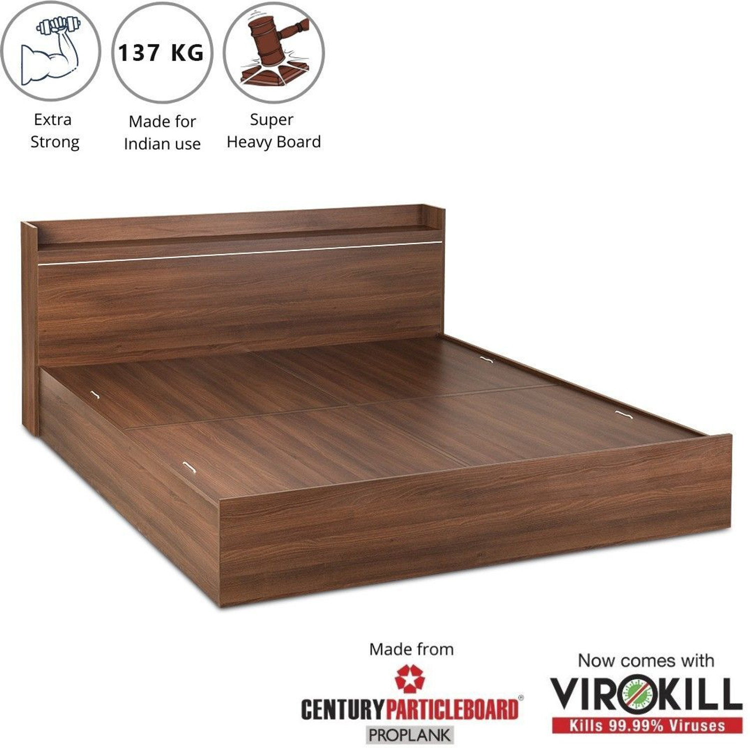 Image of Delite Kom Cherry Engineered Wood King Box Bed, 220.8 cm x 190.2 cm (7.24 ft x 6.24 ft)
