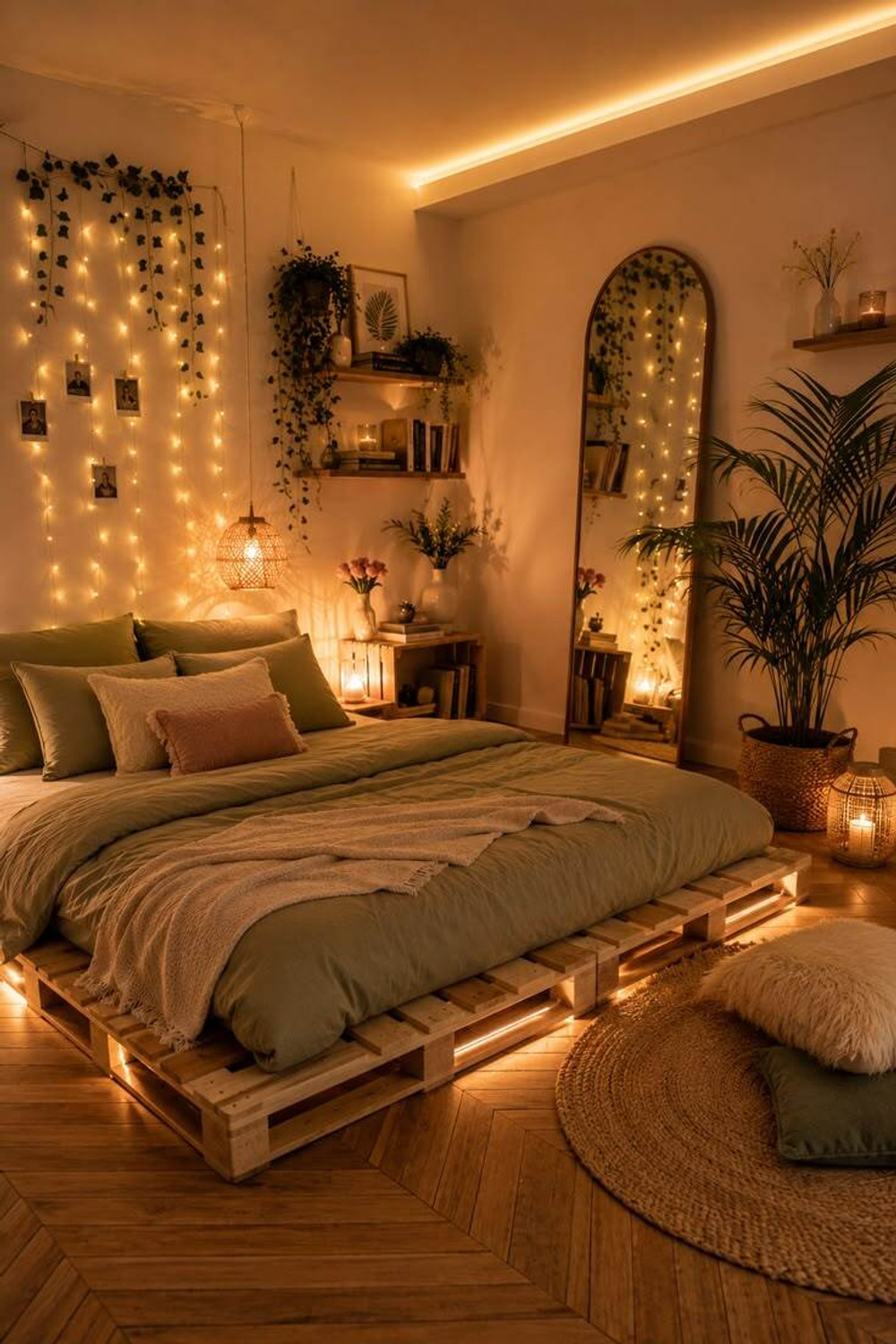 Image of Knowk knock Beautiful Nordic 4x6 ft Pine Wood Pallet Bed Rustic Modern Wooden Furniture Solid Wood Double Bed, 183 cm x 122 cm (6.0 ft x 4.0 ft)