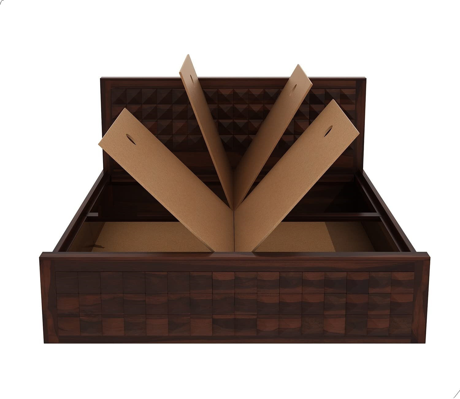 Image of Flipkart Perfect Homes Diamond Solid Wood King Box Bed, 213.36 cm x 190.5 cm (7.0 ft x 6.25 ft)