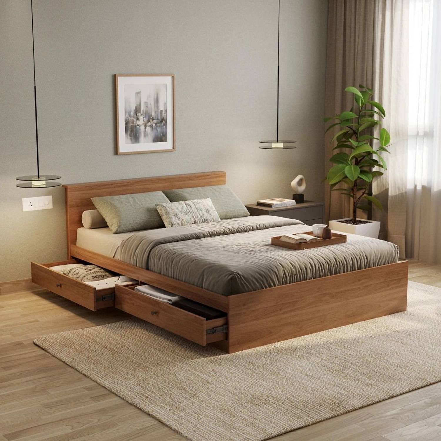 Wakefit Taurus Engineered Wood Queen Drawer Bed, 213 cm x 164 cm (6.99 ft x 5.38 ft)