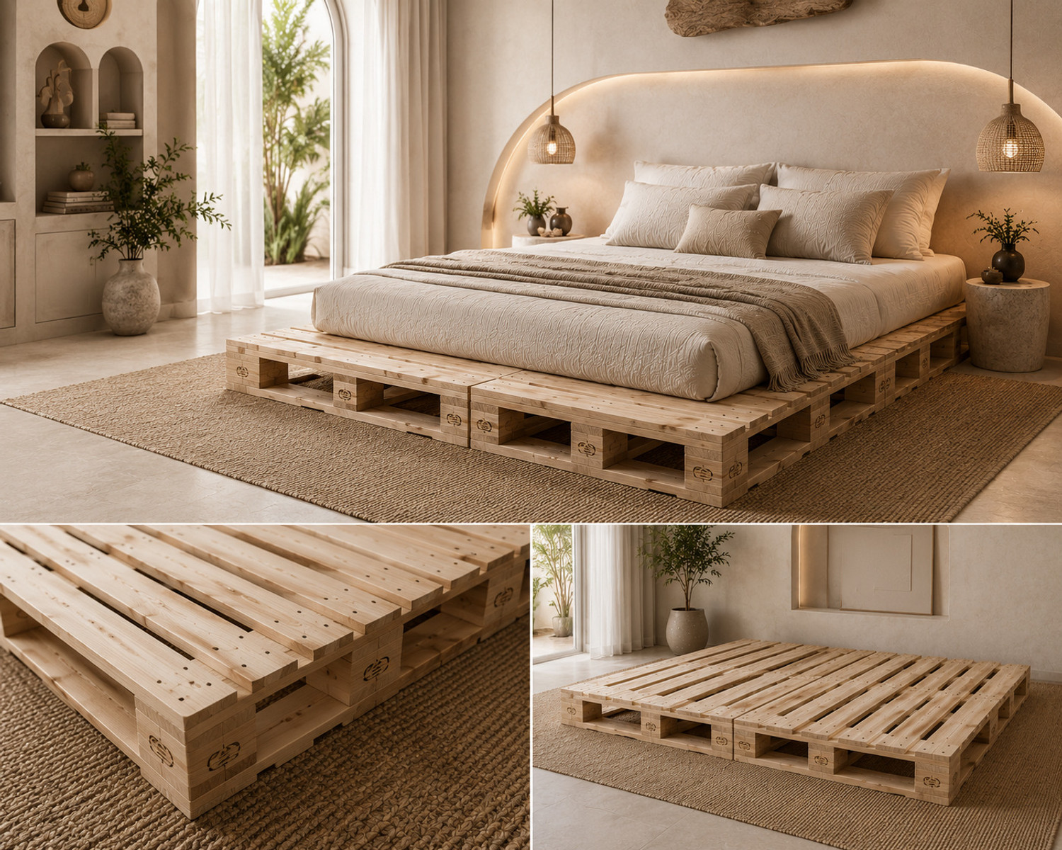 Image of The lkea lkea pallet bed premium customizable style Engineered Wood Double Bed, 122 cm x 92 cm (4.0 ft x 3.02 ft)