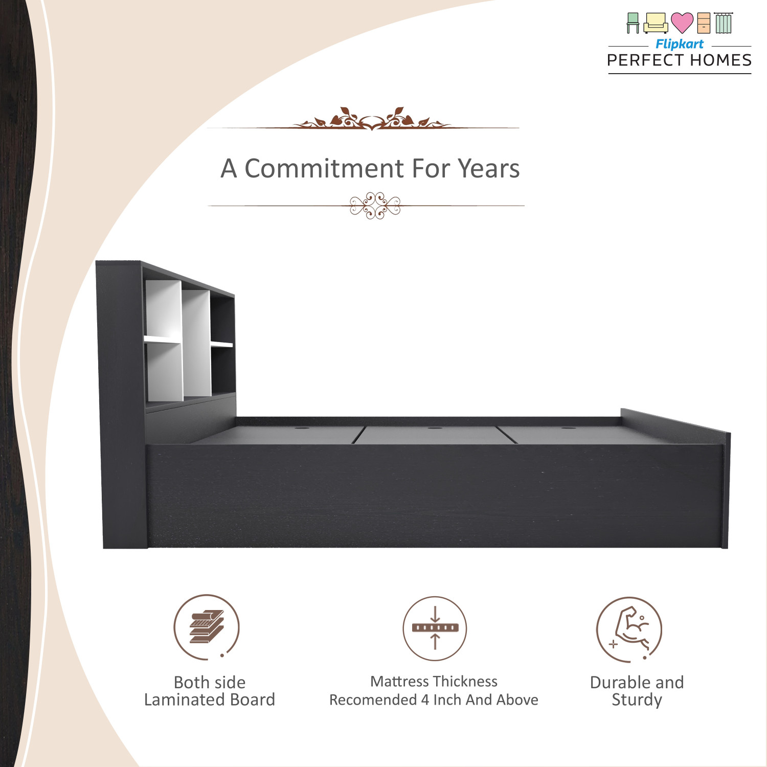 Image of Flipkart Perfect Homes Opus Engineered Wood Queen Box Bed, 213 cm x 162.3 cm (6.99 ft x 5.32 ft)
