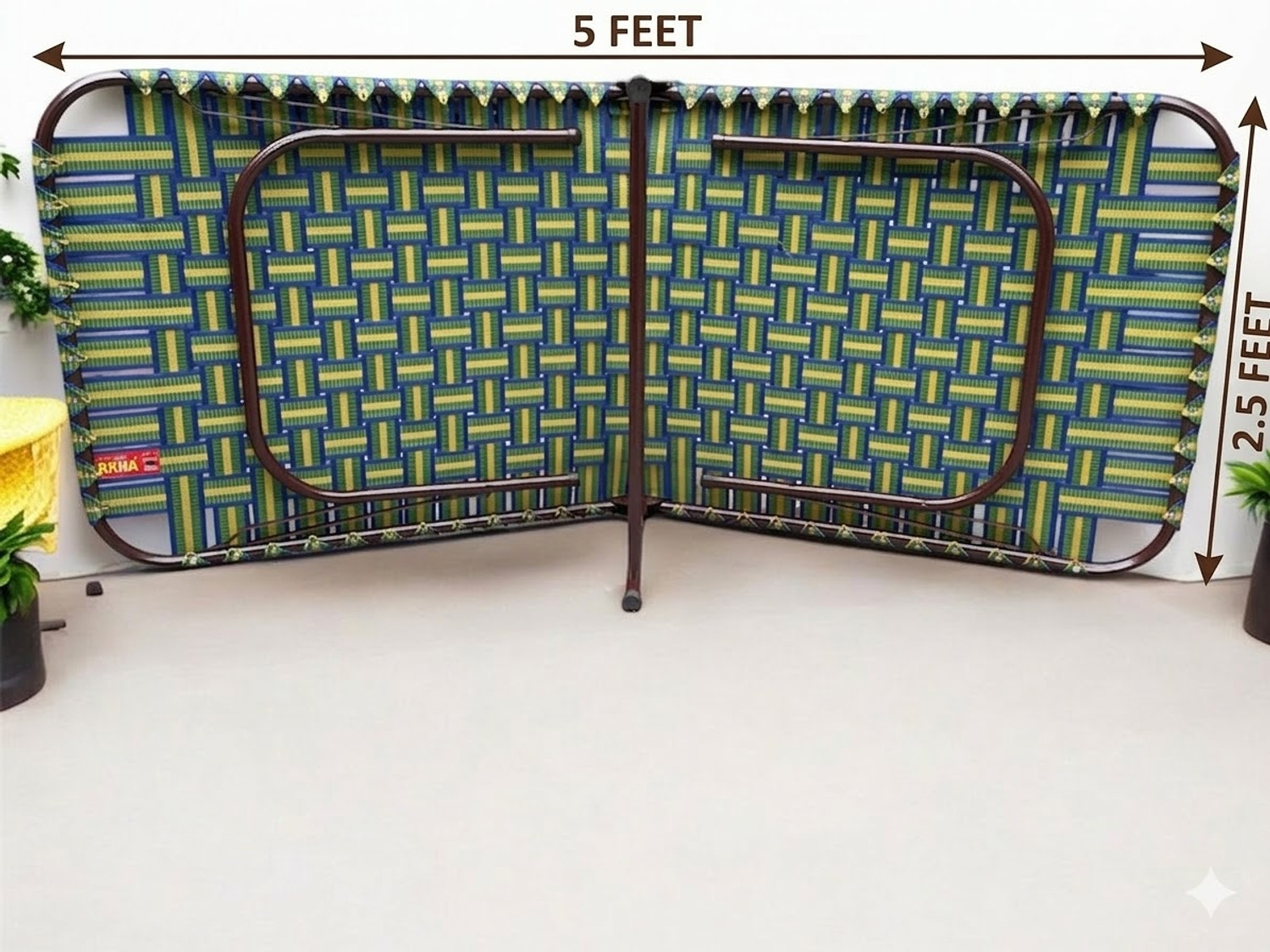 Image of BCF Bamboo Craft Metal Single Bed, 152.5 cm x 76.2 cm (5.0 ft x 2.5 ft)