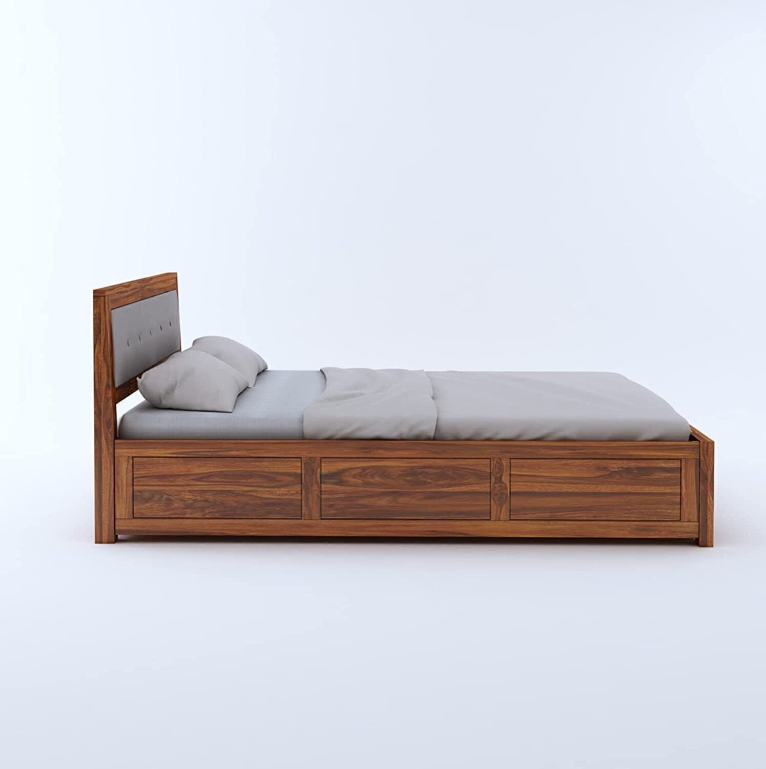 Image of Ganpati Arts Euro Sheesham Wood Bed /Cot With Hydraulic Storage | Solid Wood Queen Hydraulic Bed, 188 cm x 193 cm (6.17 ft x 6.33 ft)