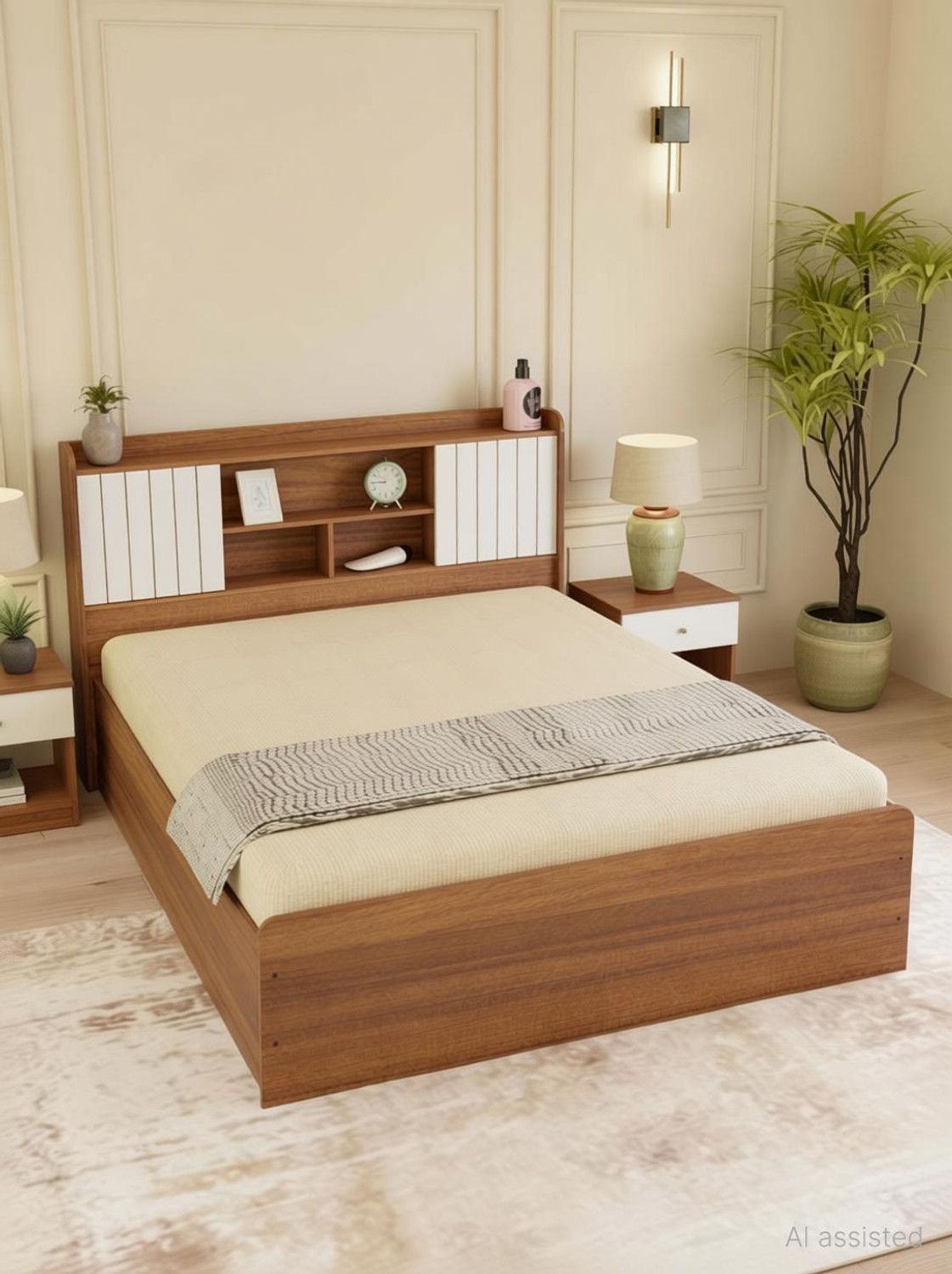 Image of neuspace Amber Engineered Wood Queen Box Bed, 221 cm x 163 cm (7.25 ft x 5.35 ft)