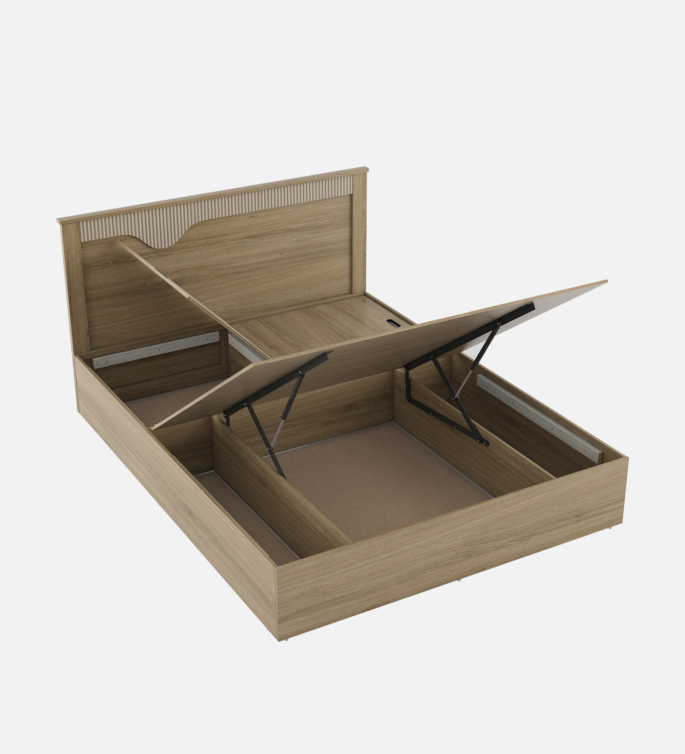 Image of SPACEWOOD RIVOLLA Engineered Wood King Hydraulic Bed, 205 cm x 188.4 cm (6.73 ft x 6.18 ft)