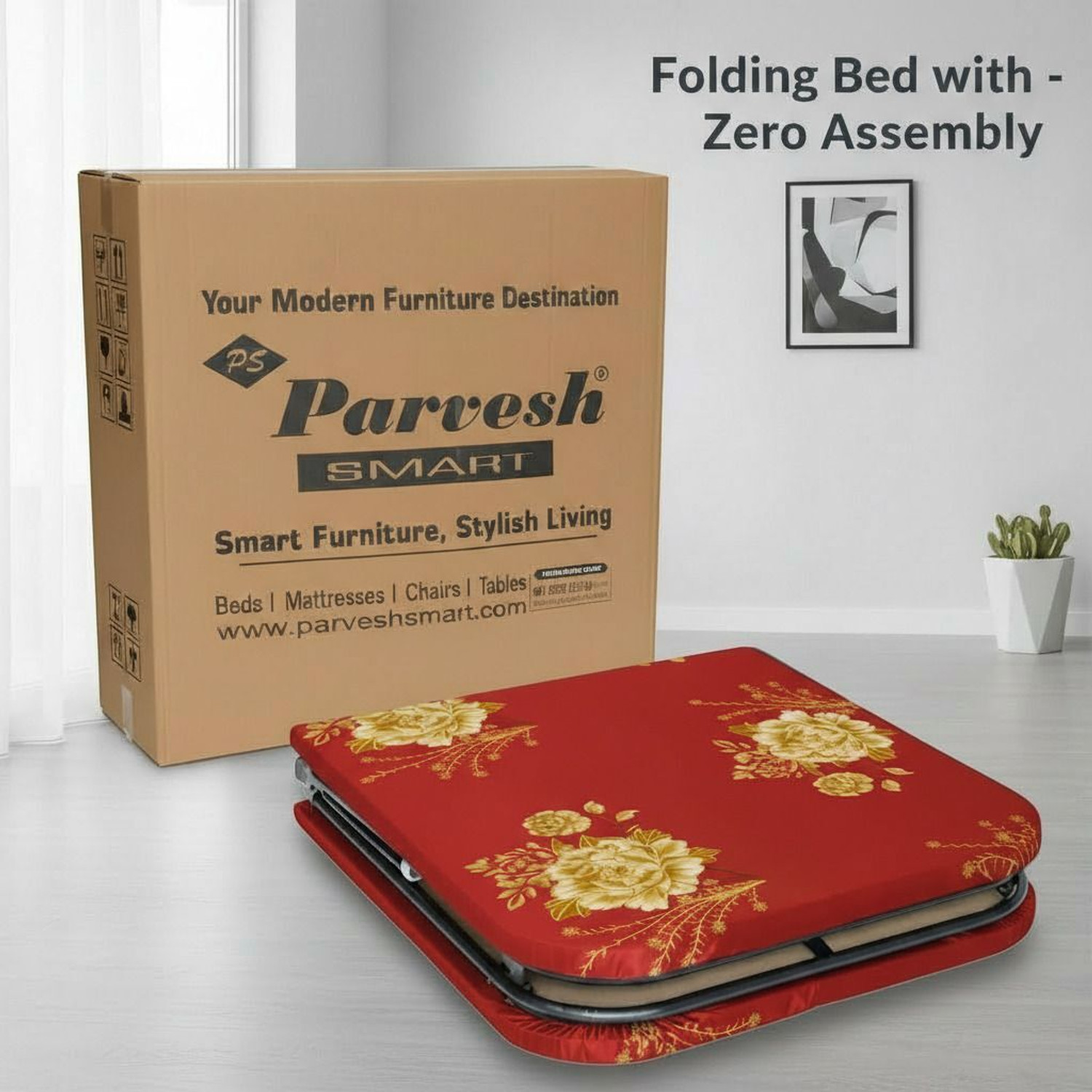Image of PS PARVESH SMART Mattress bed Metal Single Bed, 183 cm x 92 cm (6.0 ft x 3.02 ft)