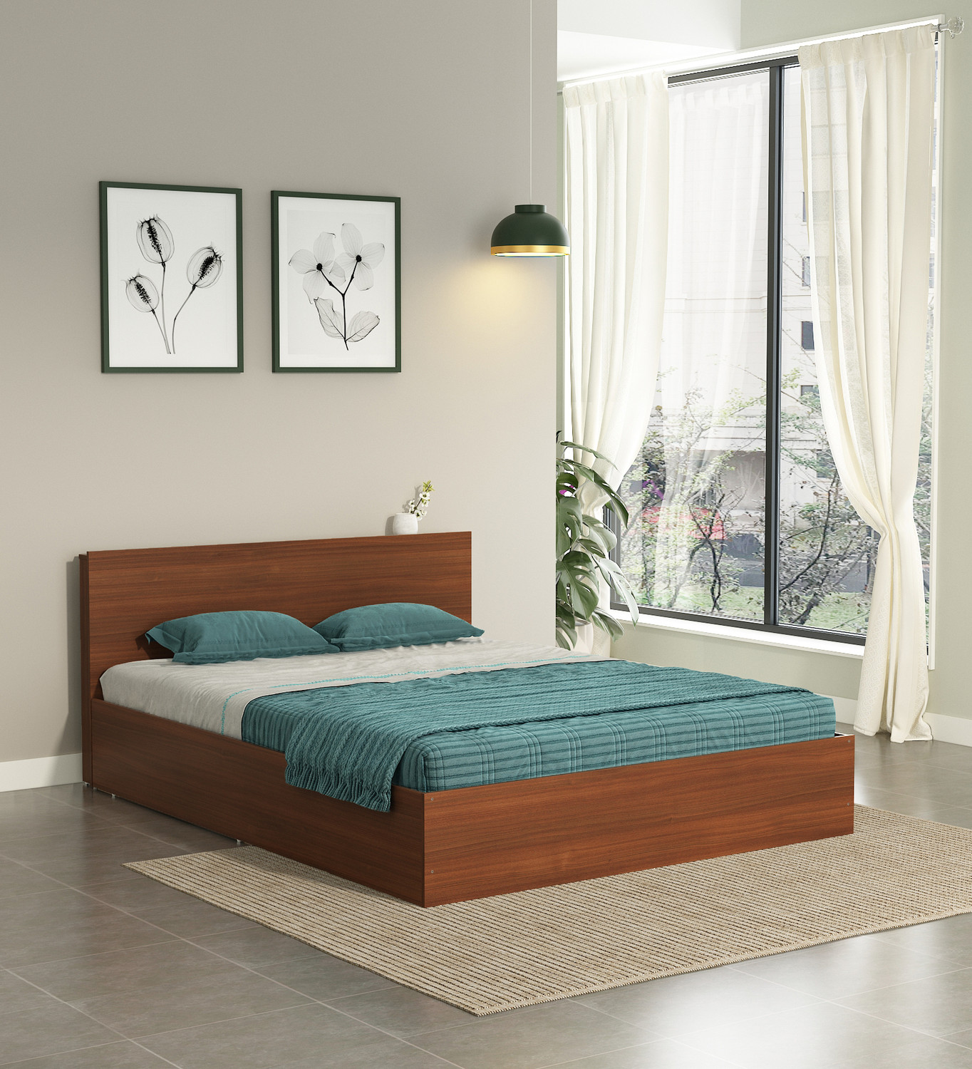 Image of Valuewud From Pepperfry King Size Bed with Box Storage For Bedroom | Engineered Wood King Box Bed, 185.42 cm x 213.36 cm (6.08 ft x 7.0 ft)