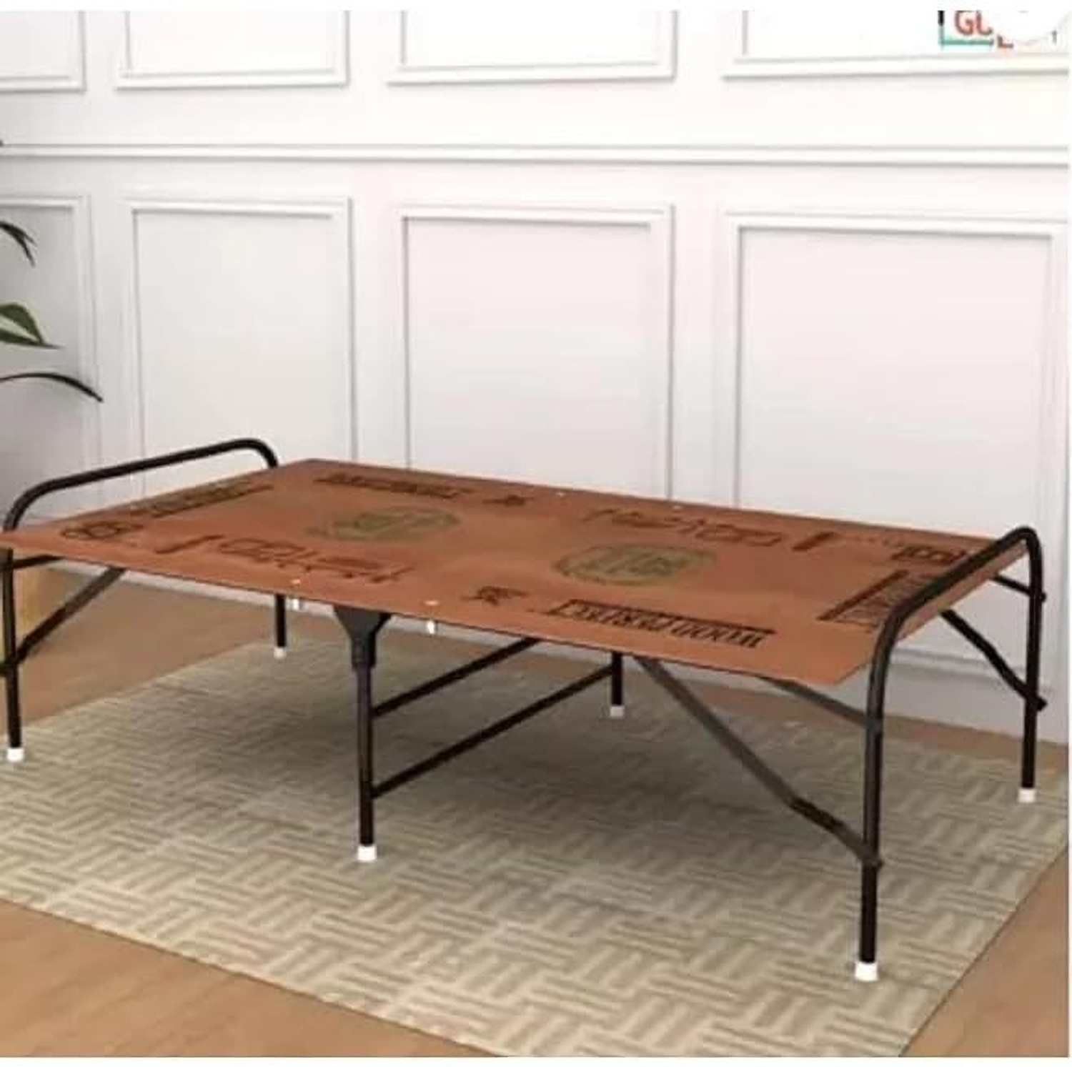 Image of KOMPORTO Premium Metal Single Bed Special Size with Free Mobile Stand Solid Wood Single Bed, 91 cm x 182 cm (2.99 ft x 5.97 ft)