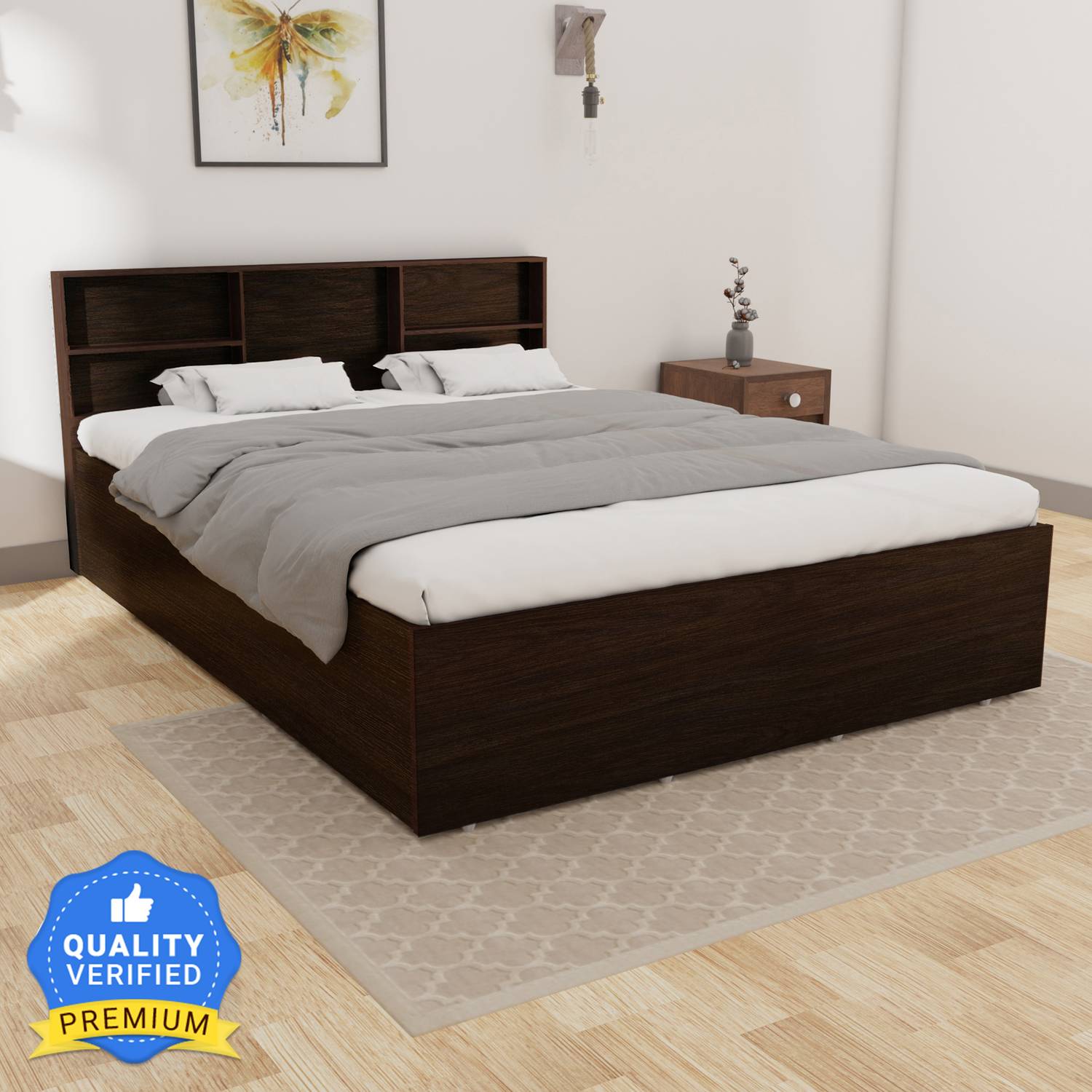 Flipkart Perfect Homes Opus Engineered Wood Queen Box Bed, 213 cm x 162.3 cm (6.99 ft x 5.32 ft)