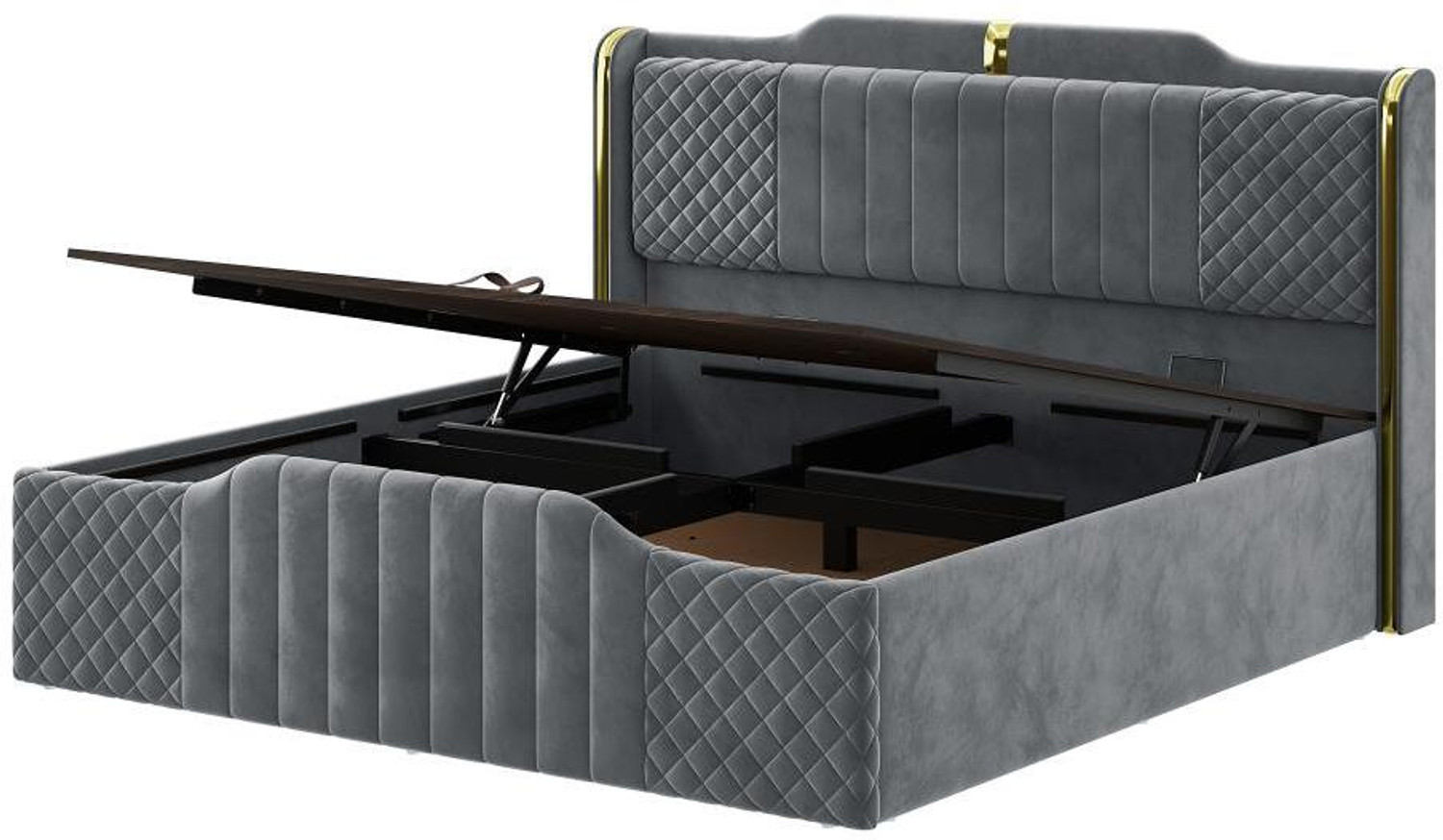 Image of Wakefit Velura Solid Wood King Hydraulic Bed, 204 cm x 207 cm (6.69 ft x 6.79 ft)