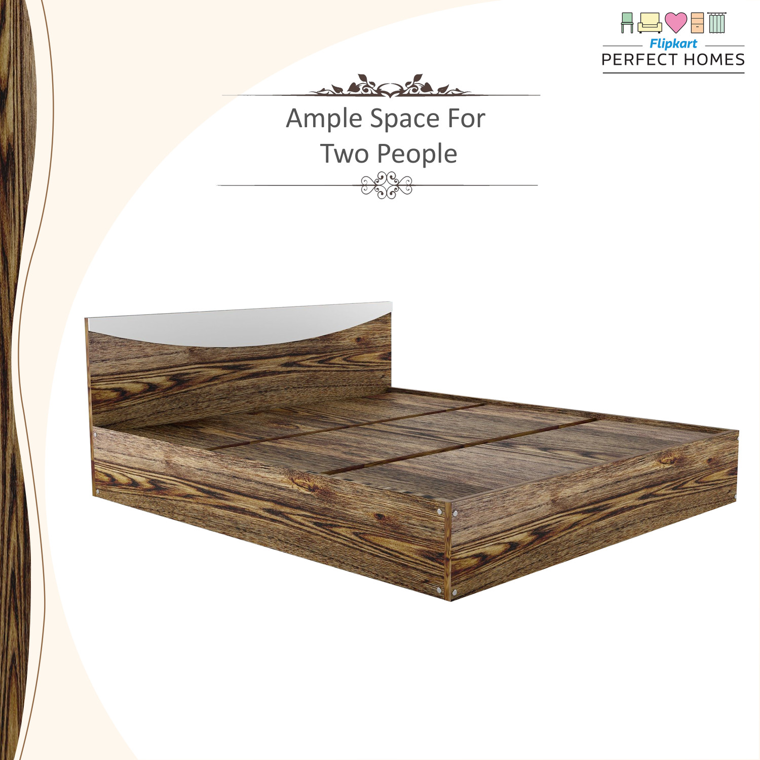 Image of Flipkart Perfect Homes Carol Engineered Wood King Bed, 203.5 cm x 190 cm (6.68 ft x 6.23 ft)