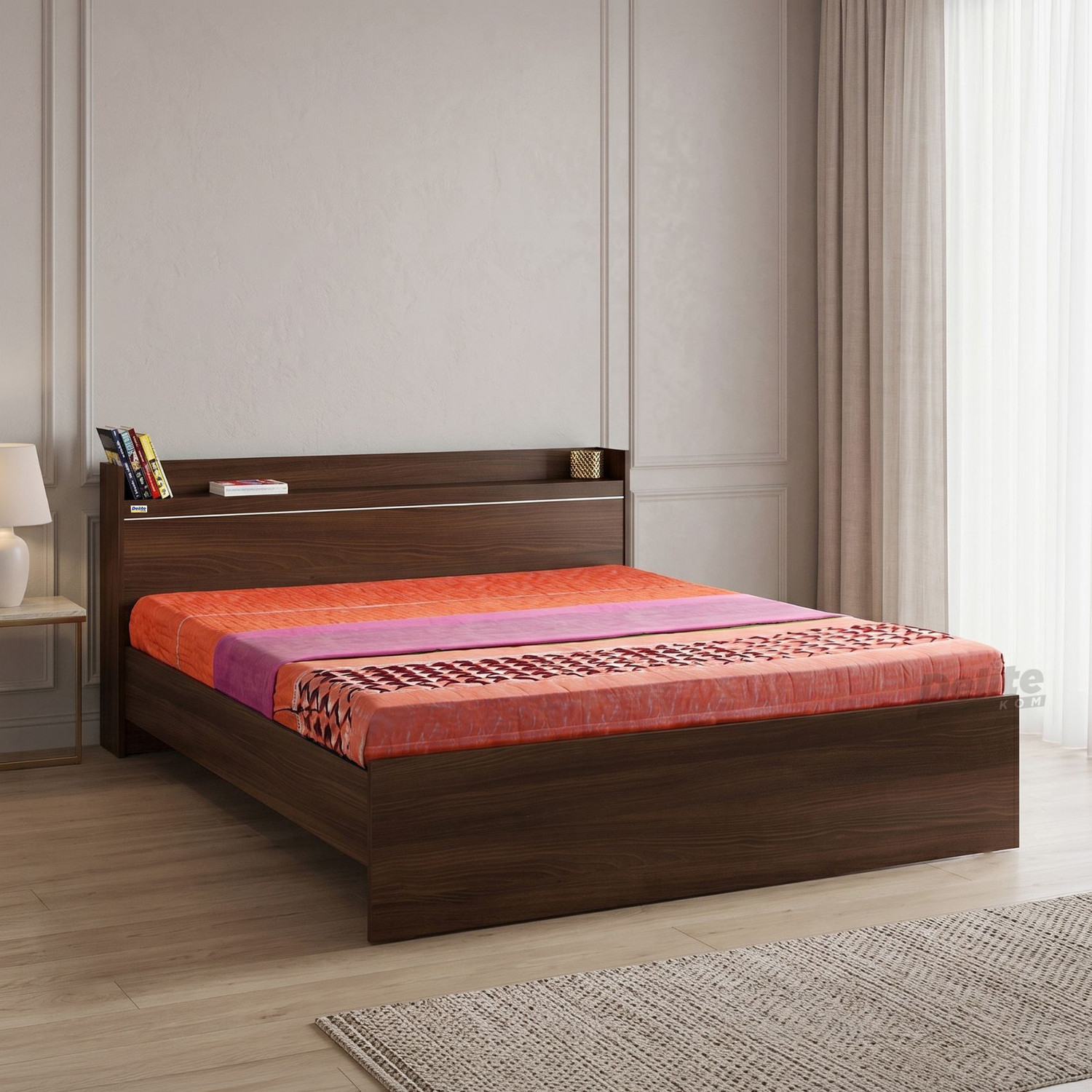 Image of Delite Kom Cherry Engineered Wood Queen Bed, 220 cm x 160 cm (7.22 ft x 5.25 ft)