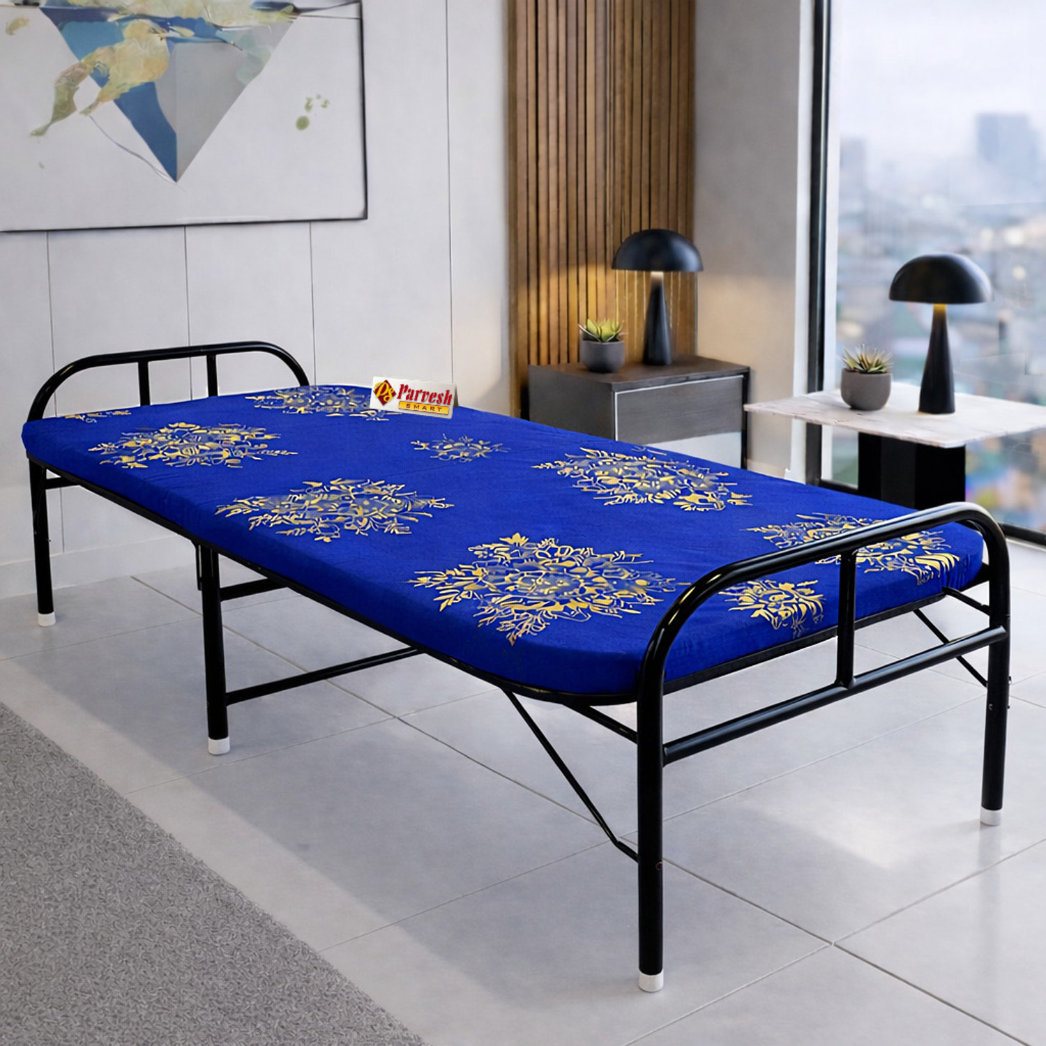 Image of PS PARVESH SMART Mattress folding bed Metal Single Bed, 183 cm x 92 cm (6.0 ft x 3.02 ft)