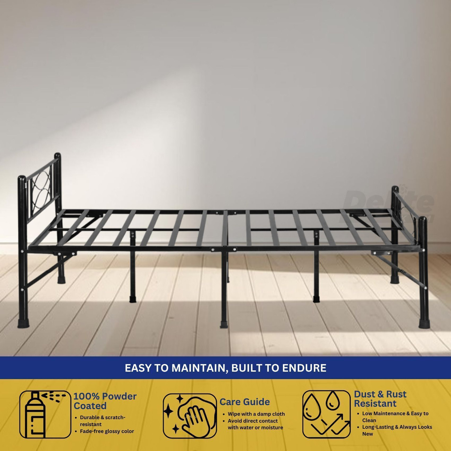 Image of Delite Kom Halo Foldable Metal Queen Bed (6.7x5ft) | Heavy Load | 1 Year Warranty | Strong Metal Queen Bed, 204.5 cm x 152 cm (6.71 ft x 4.99 ft)