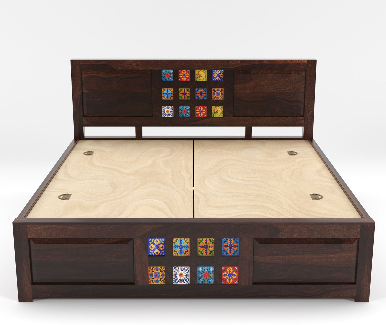 Image of BHAGWATI ART Solid Sheesham Wood King Size For Bedroom / Hotel | Solid Wood King Box Bed Solid Wood King Box Bed, 213.36 cm x 187.96 cm (7.0 ft x 6.17 ft)